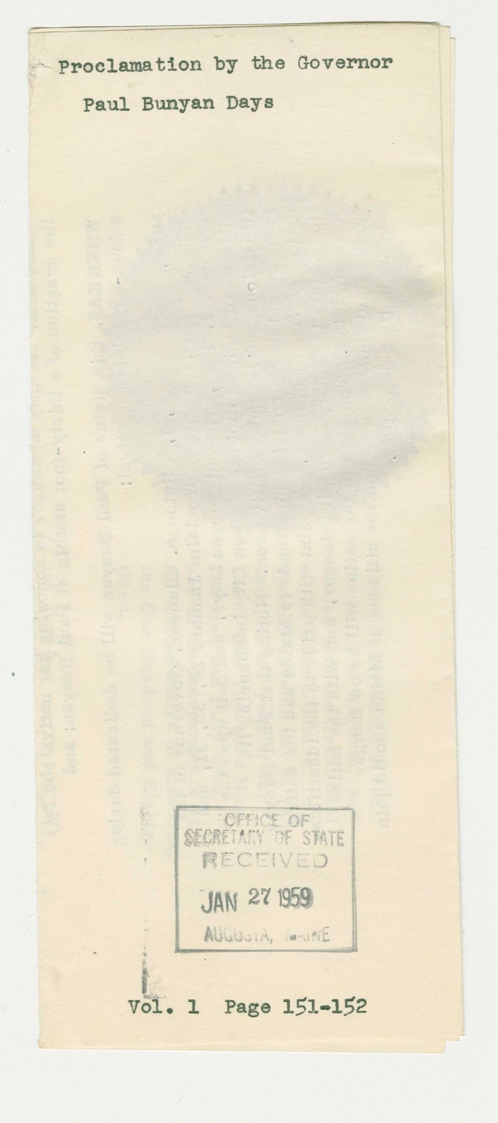Miniature of Paul Bunyan Days Proclamation