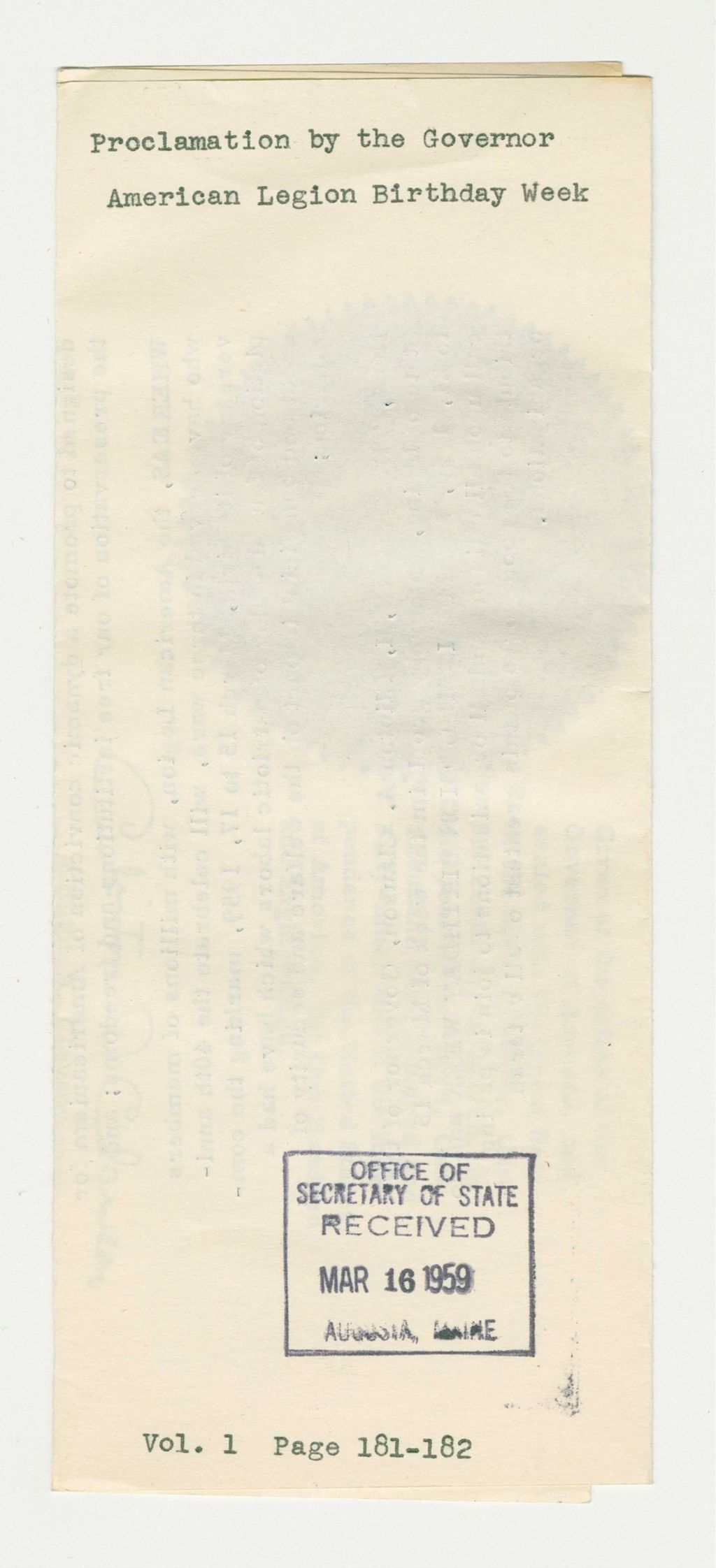 Miniature of American Legion Birthday Week Proclamation