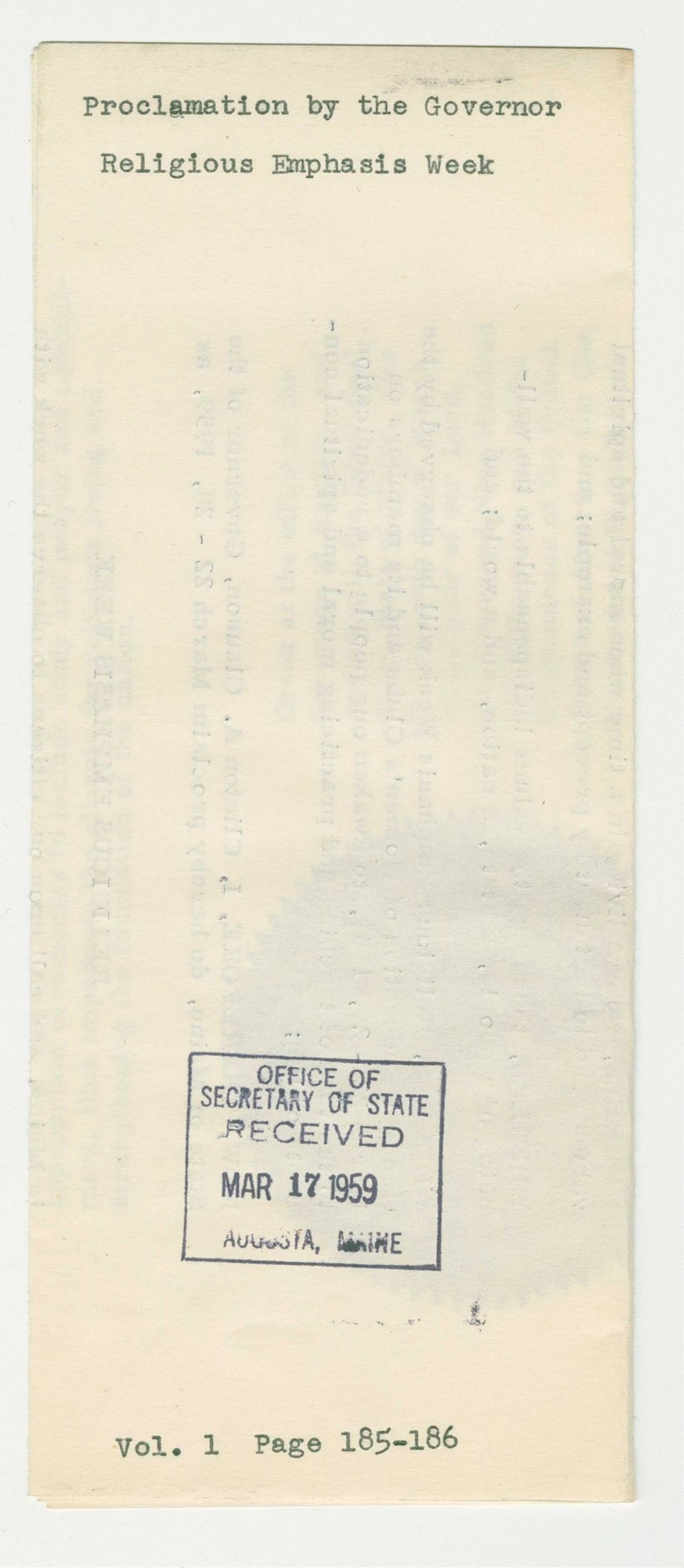 Miniature of Religious Emphasis Week Proclamation