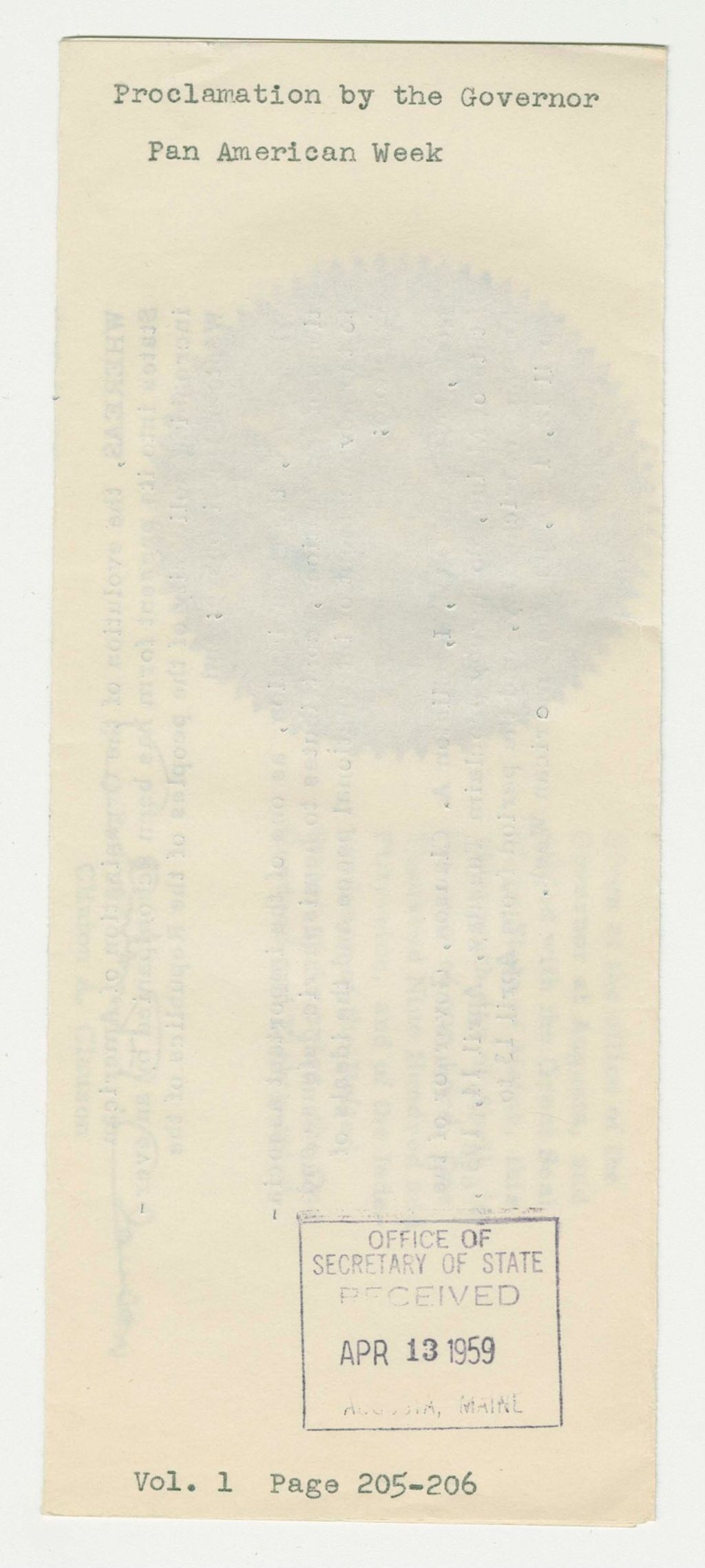 Miniature of Pan American Week Proclamation
