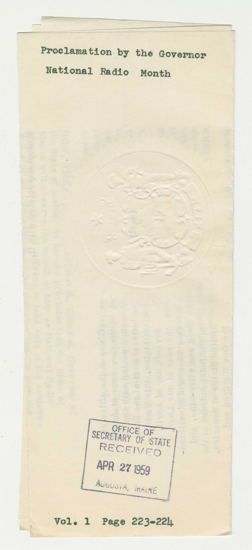 Miniature of National Radio Month Proclamation