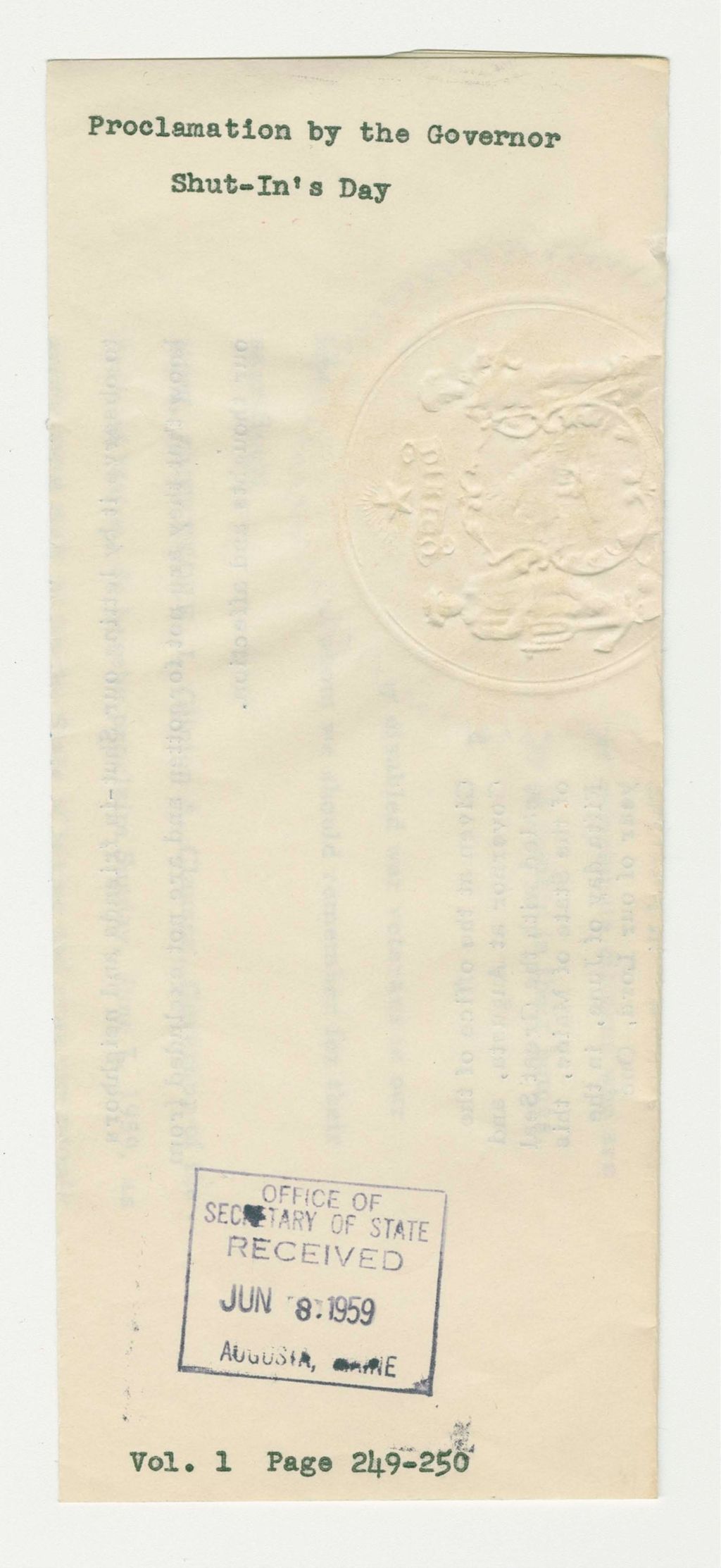 Miniature of Shut-In's Day Proclamation