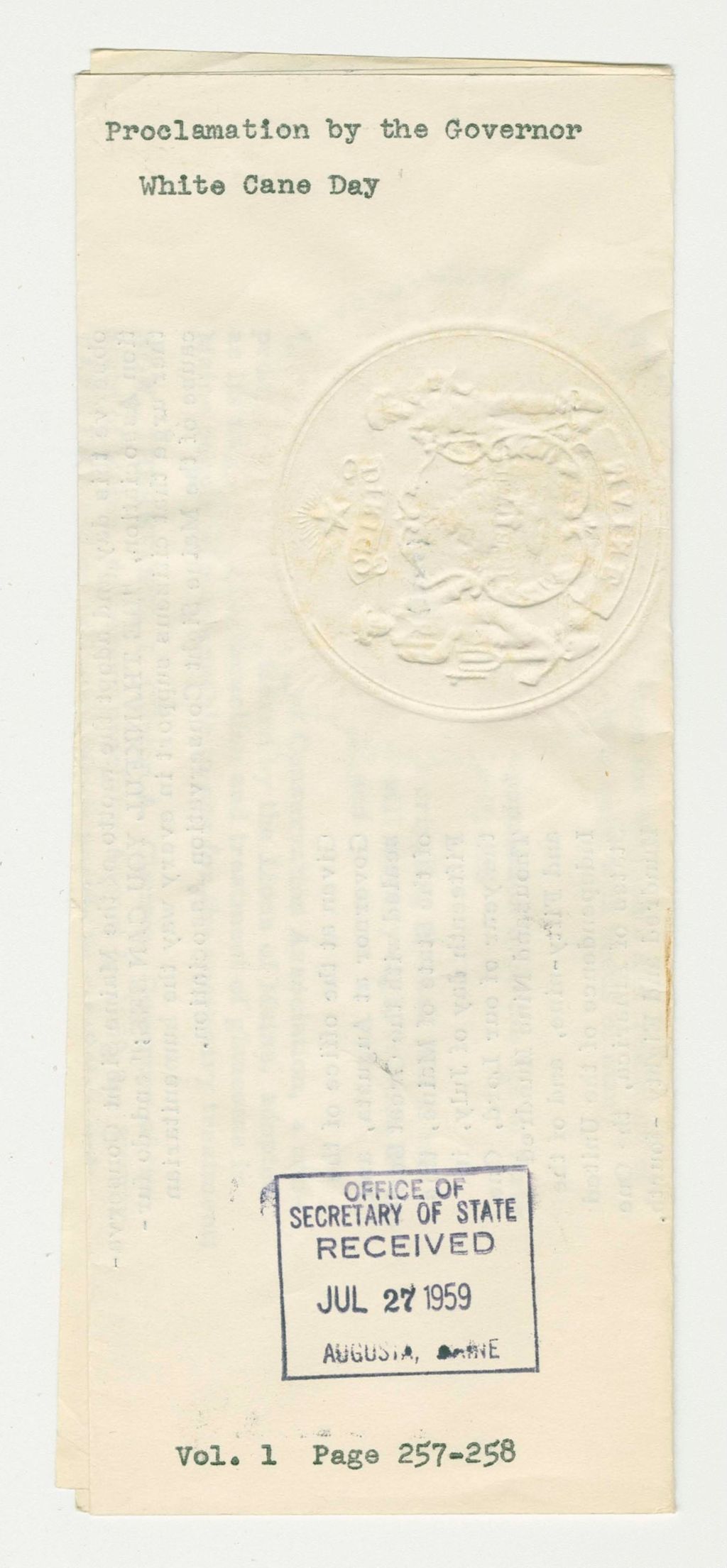 Miniature of White Cane Day Proclamation