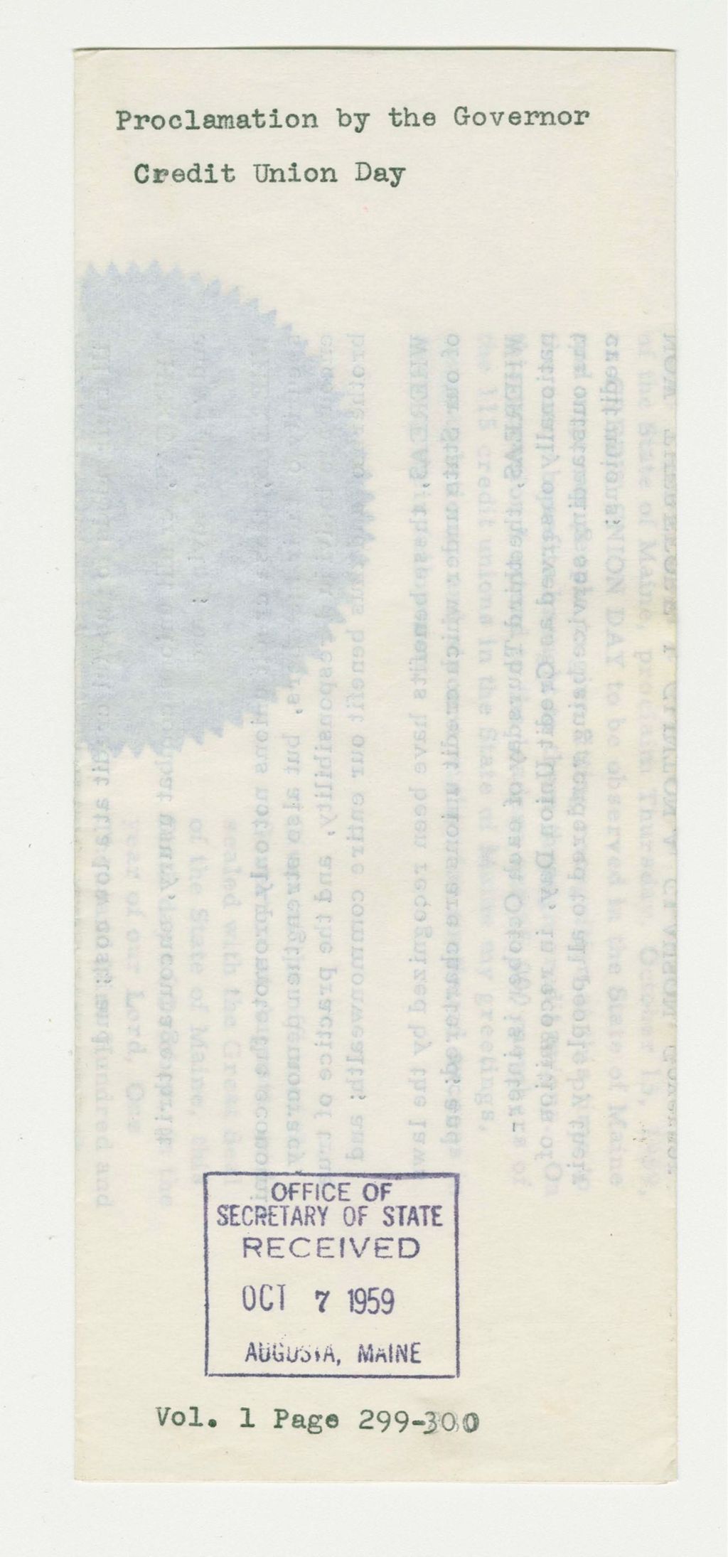 Miniature of Credit Union Day Proclamation