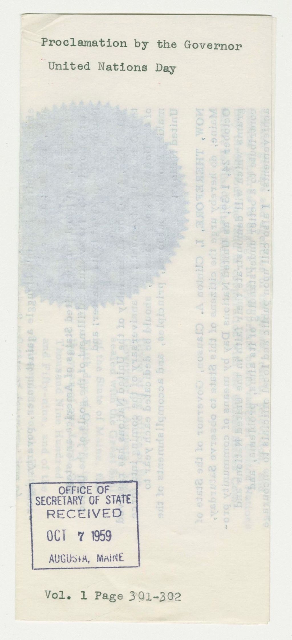Miniature of United Nations Day Proclamation