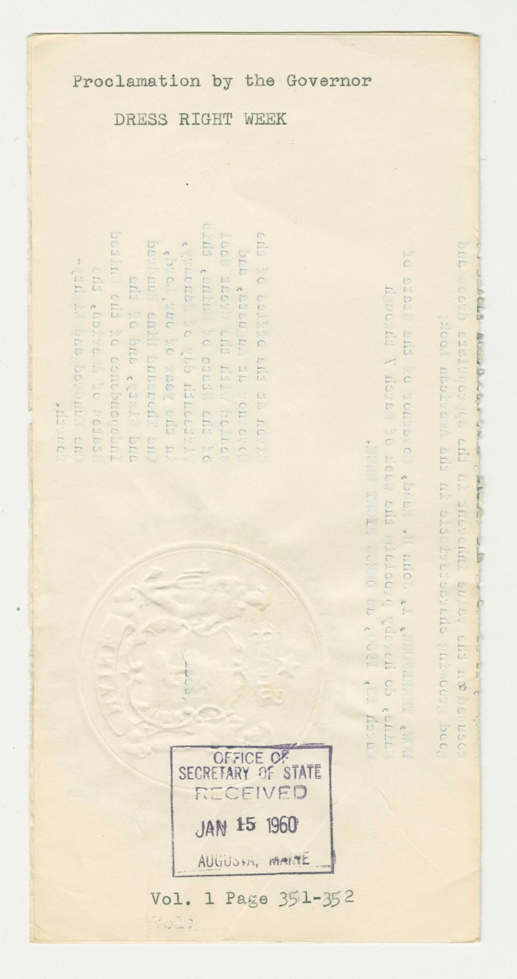 Miniature of Dress Right Week Proclamation