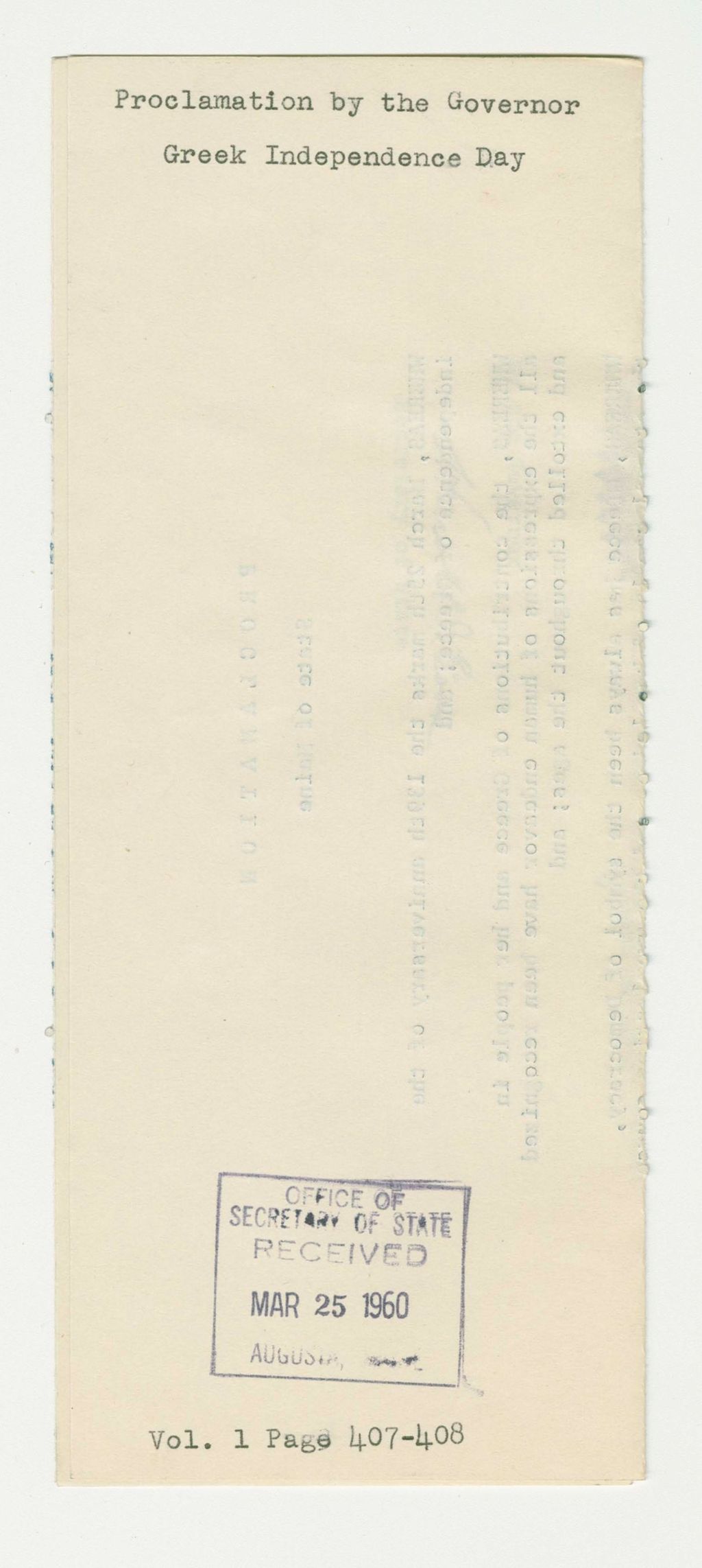 Miniature of Greek Independence Day Proclamation