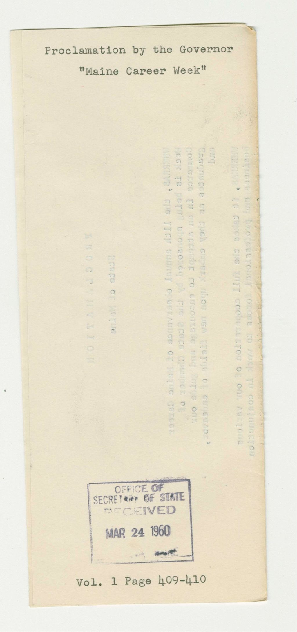Miniature of "Maine Career Week" Proclamation