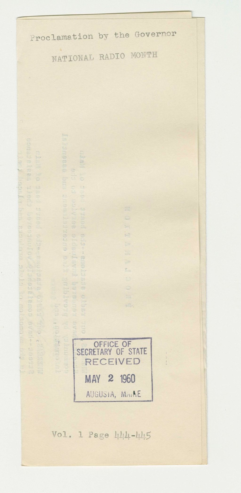 Miniature of National Radio Month Proclamation