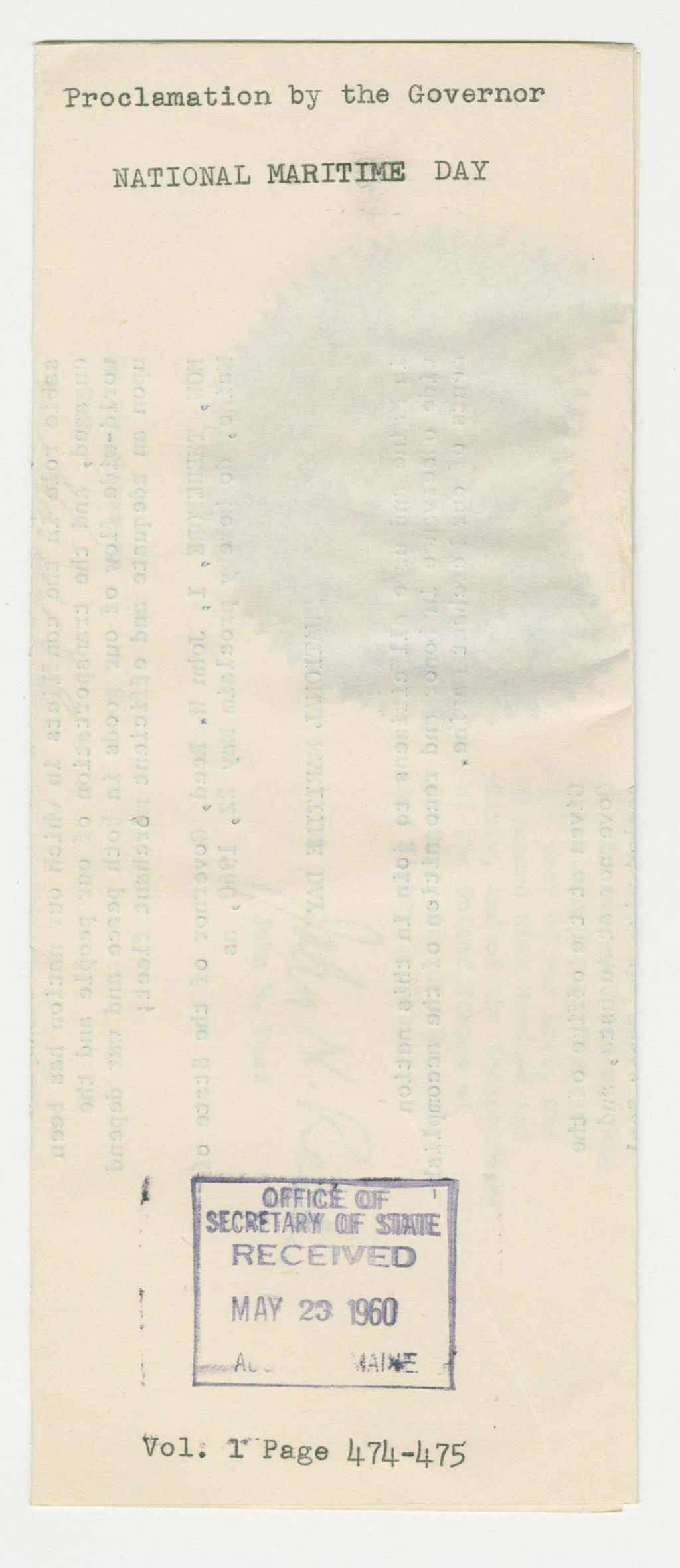 Miniature of National Maritime Day Proclamation
