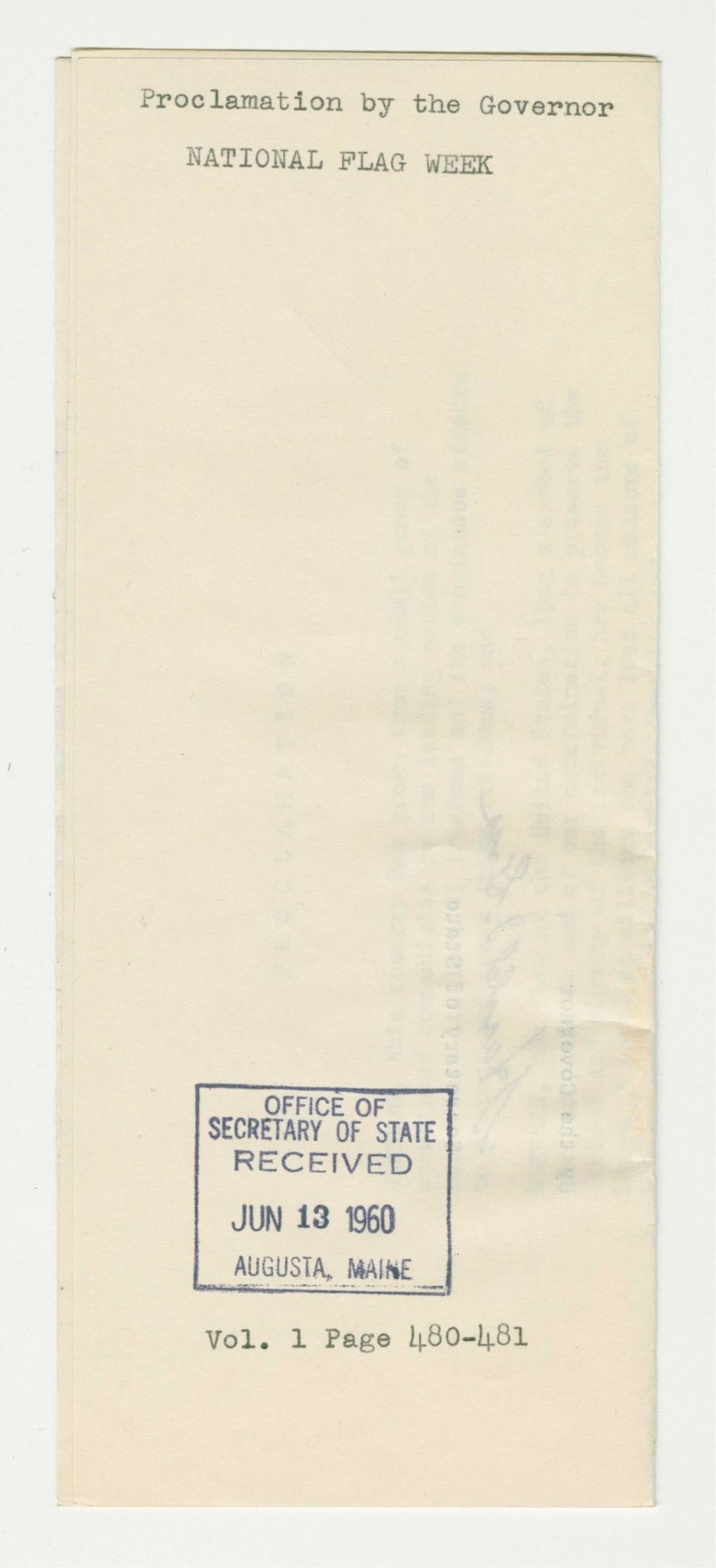 Miniature of National Flag Week Proclamation