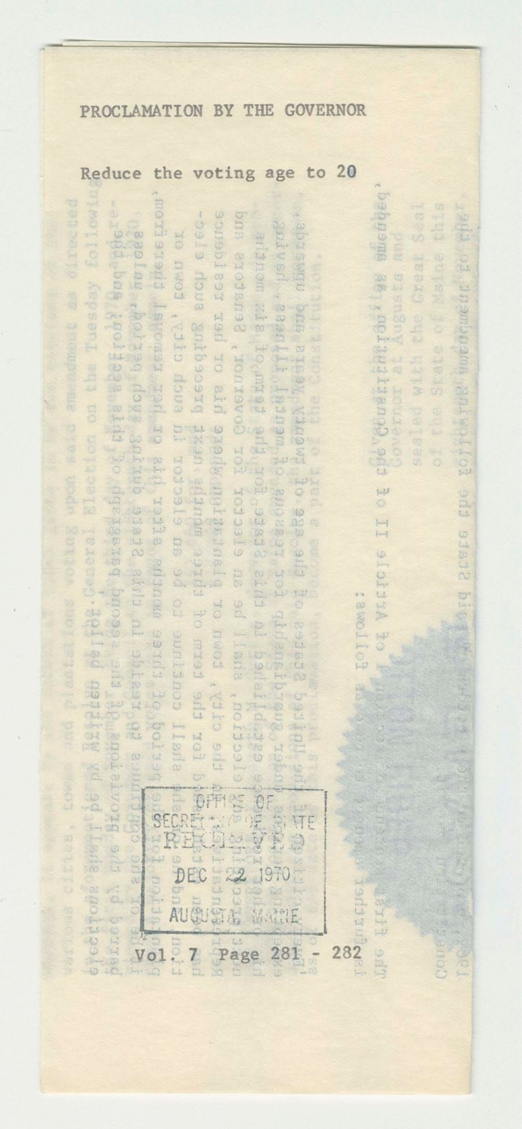 Miniature of Reduce the Voting age to 20