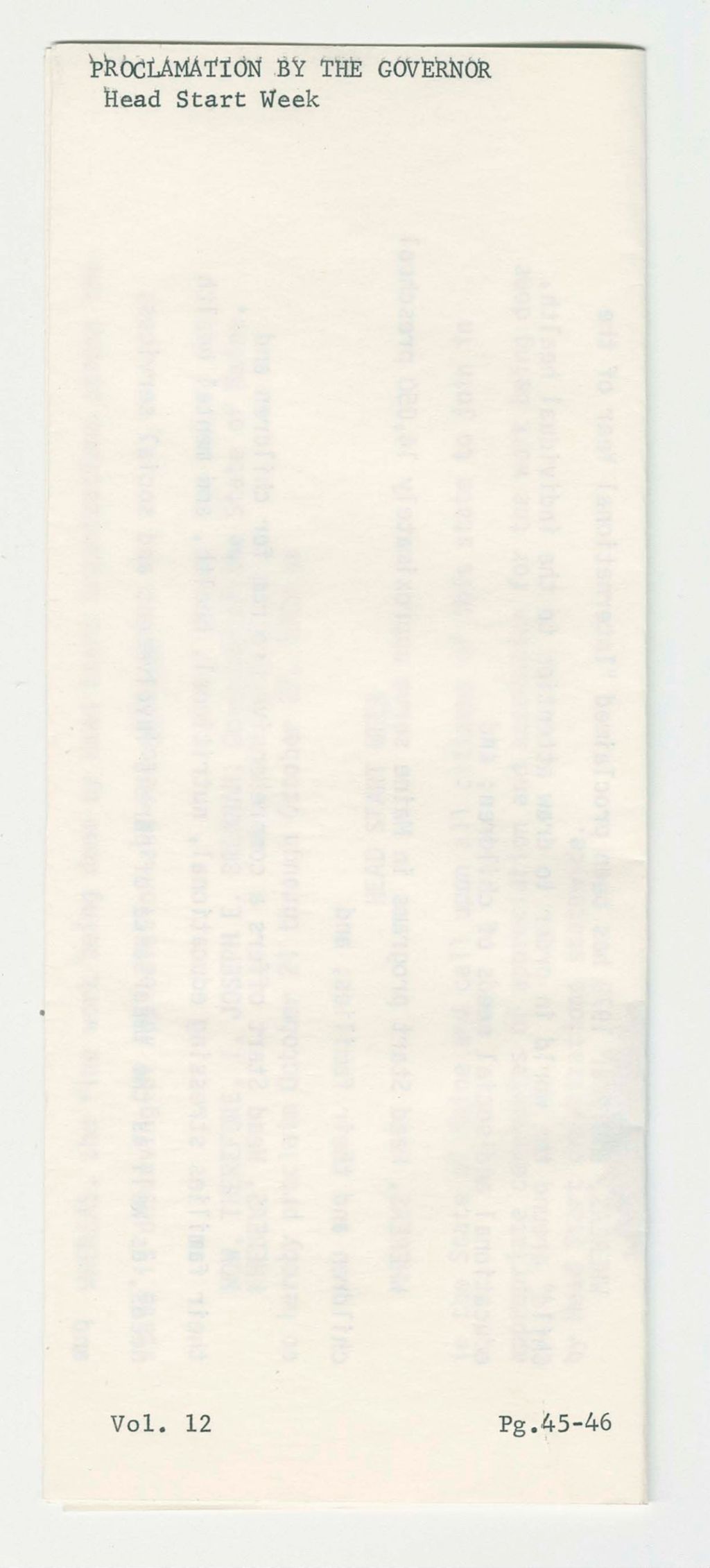 Miniature of Head Start Week Proclamation