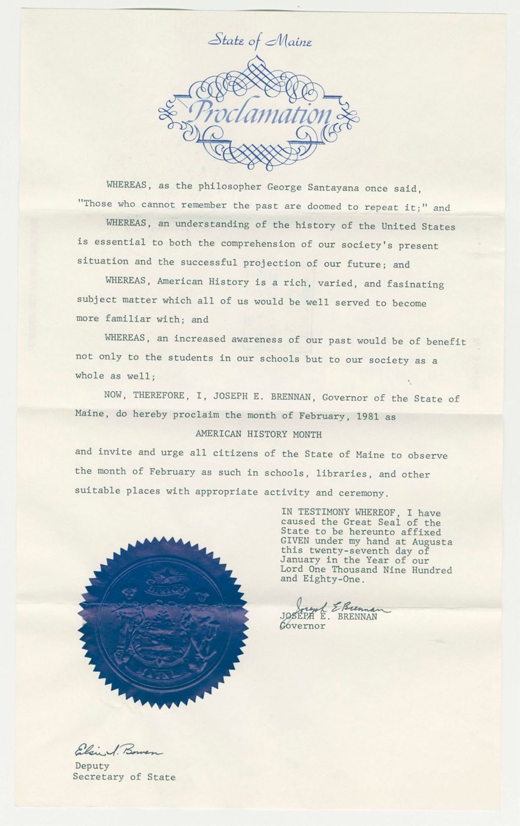 Miniature of American History Month Proclamation