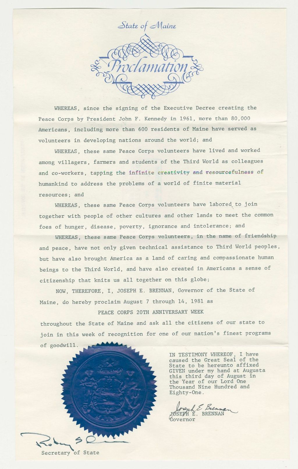 Miniature of Peace Corps 20th Anniversary Week