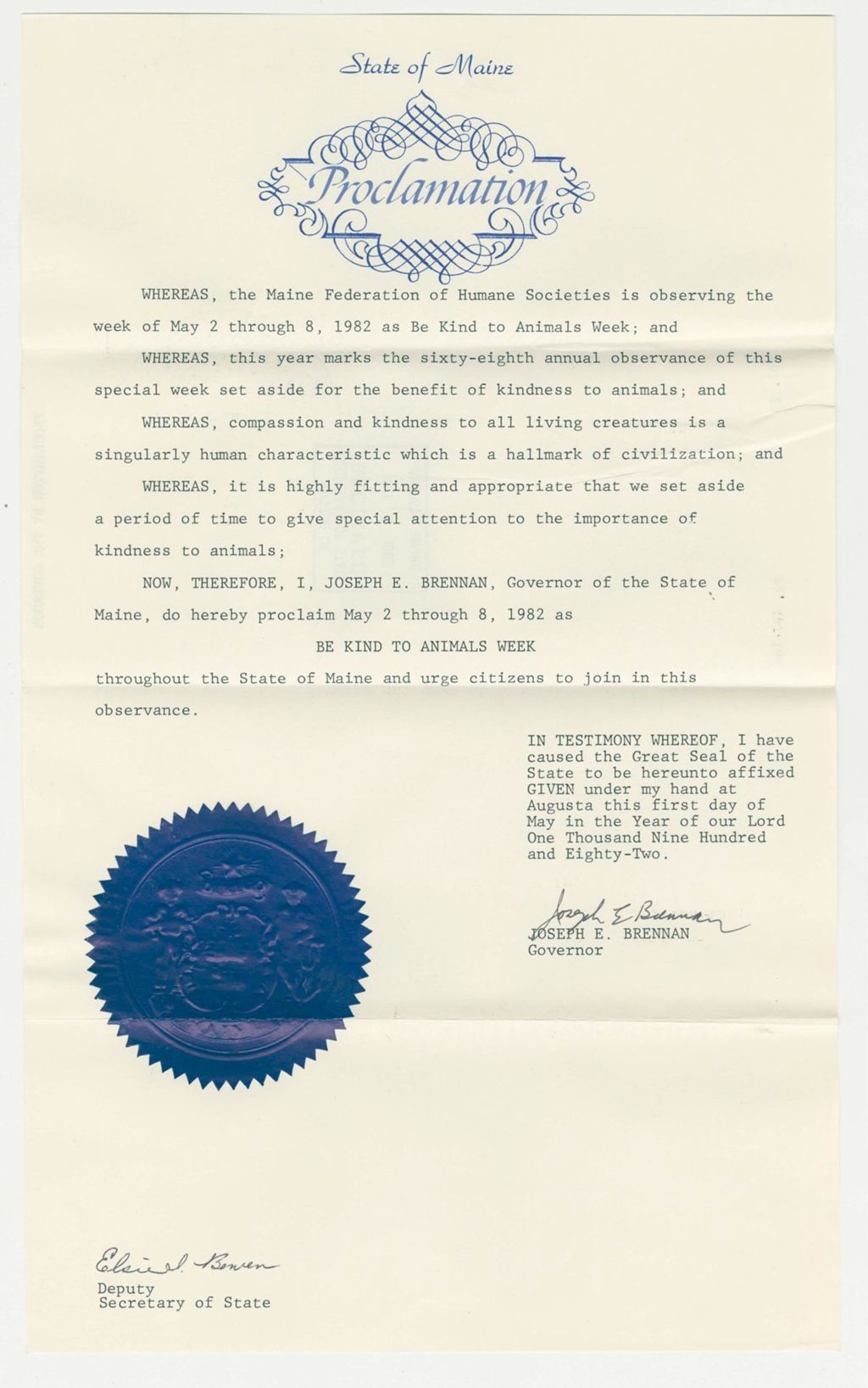Miniature of Be Kind to Animals Week Proclamation