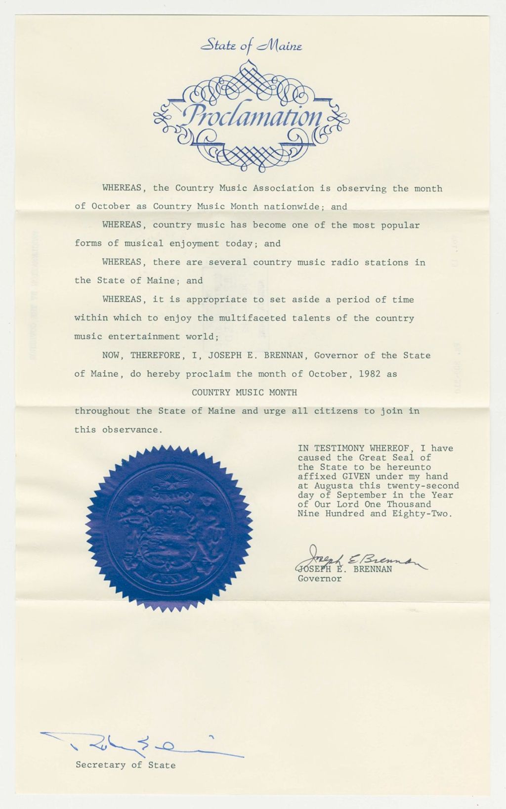 Miniature of Country Music Month Proclamation