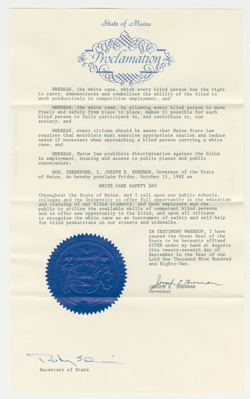 Miniature of White Cane Safety Day Proclamation