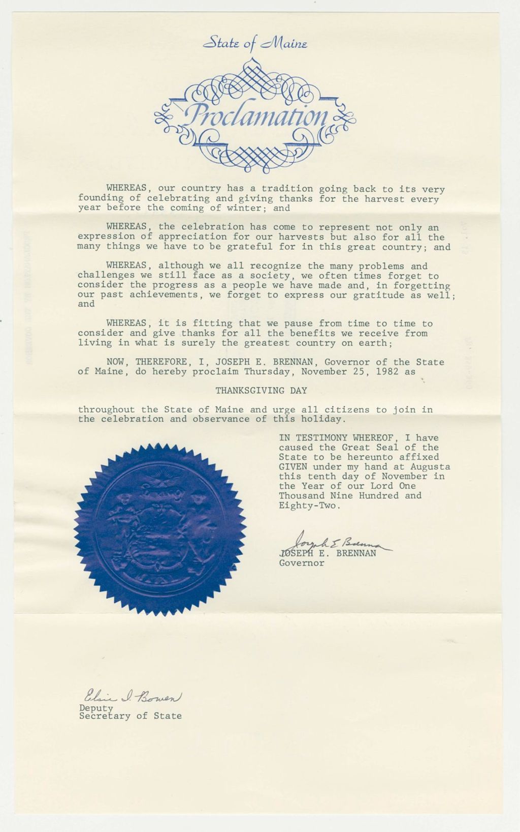 Miniature of Thanksgiving Day Proclamation