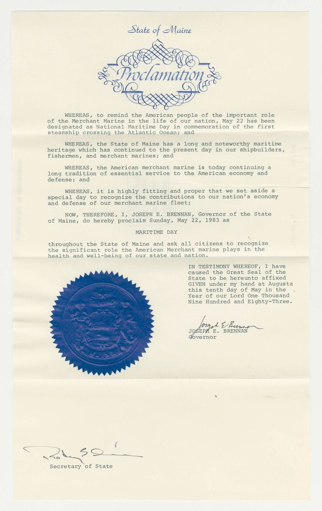 Miniature of Maritime Day Proclamation