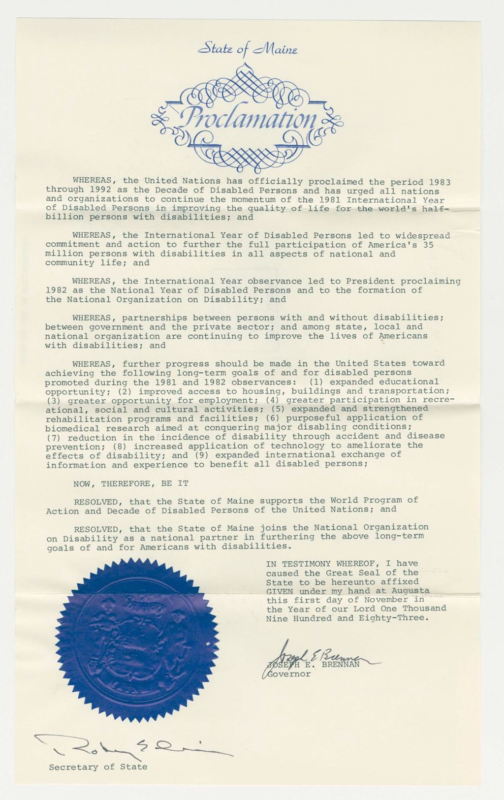 Miniature of World Program of Action and Decade of Disabled Persons of the United Nations
