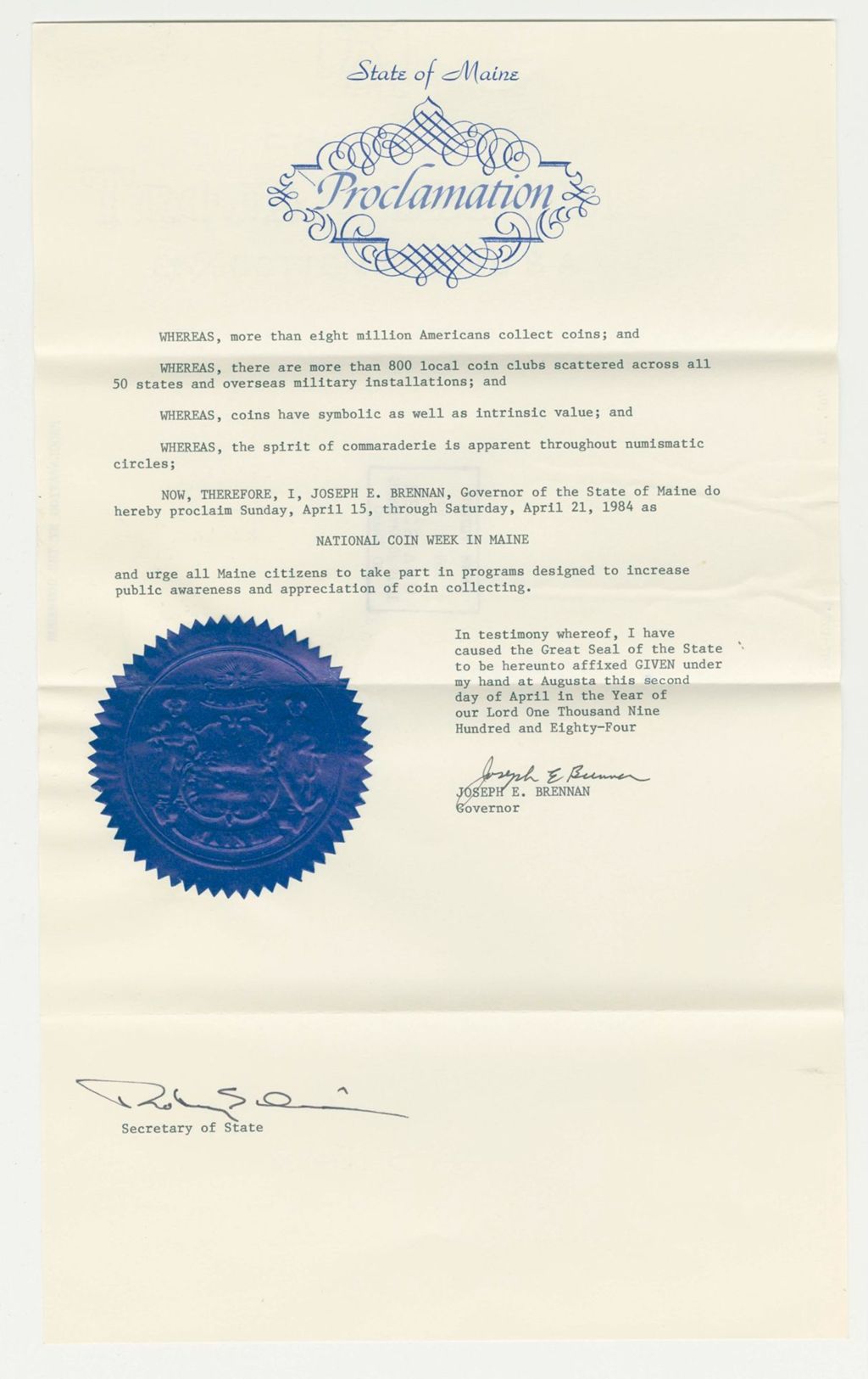 Miniature of National Coin Week in Maine