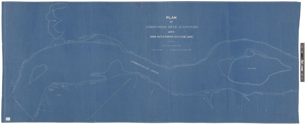 Miniature of Plan of Androscoggin River at Lewiston Above Union Water Power Company's Stone Dams.