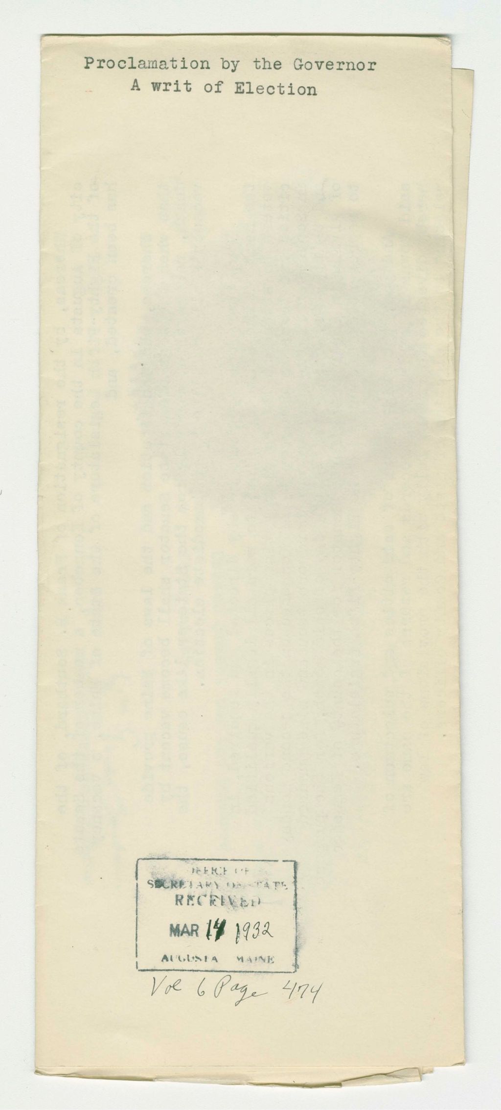 Miniature of A Writ of Election