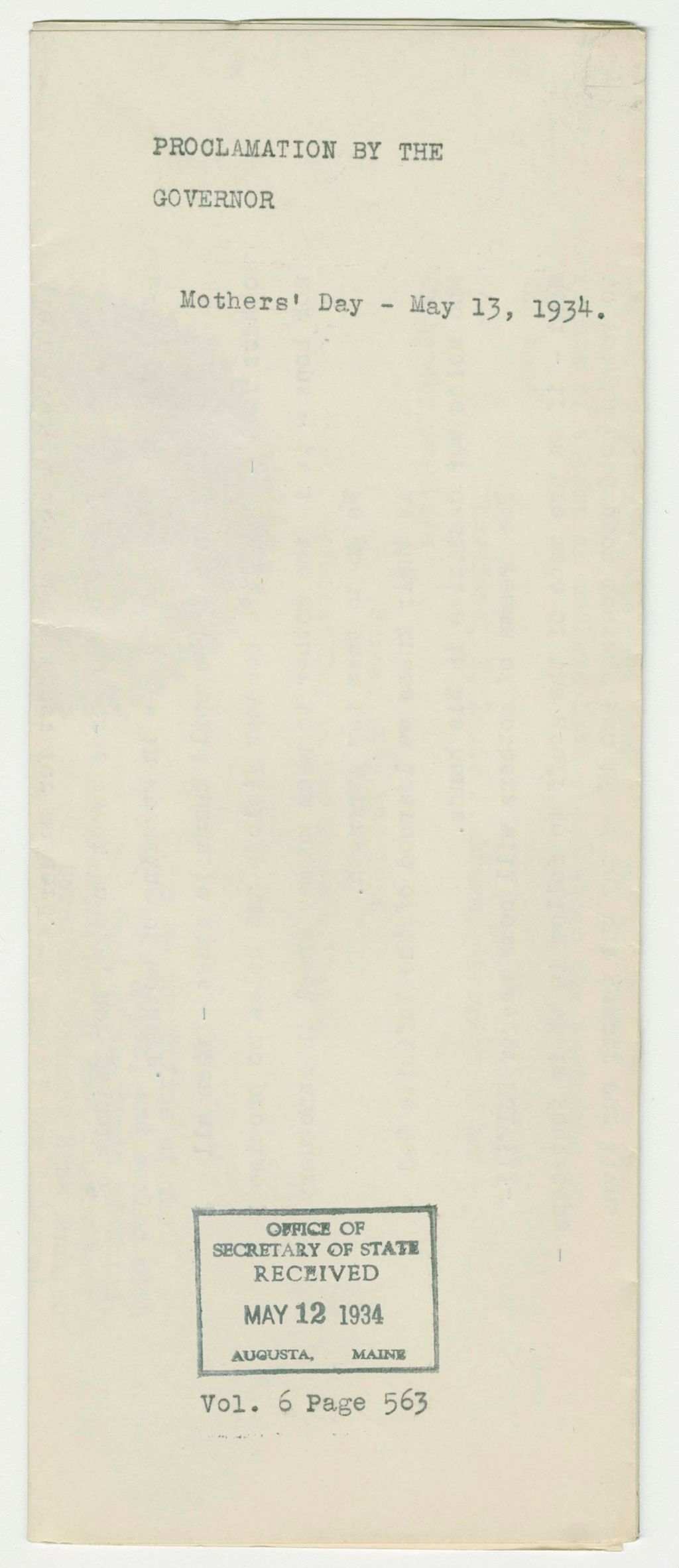 Miniature of Mother's Day Proclamation