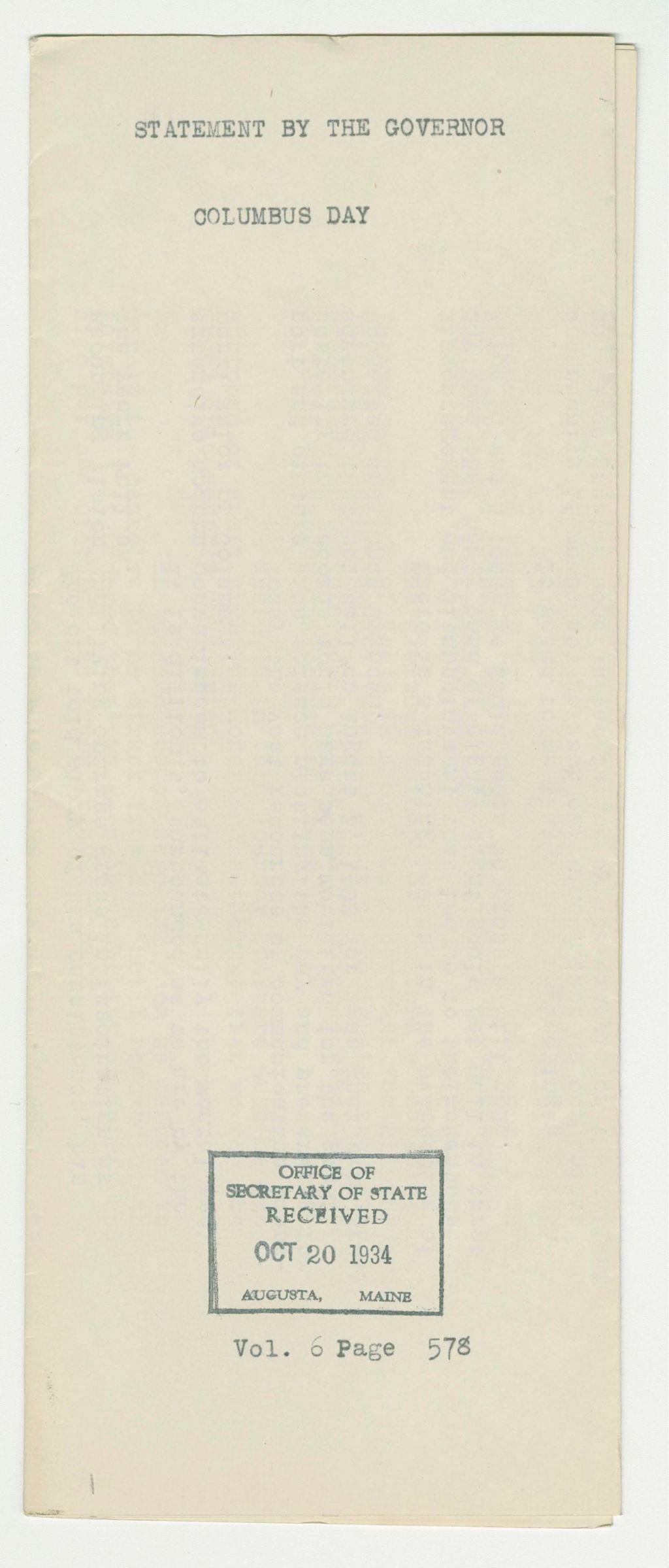 Miniature of Columbus Day Proclamation