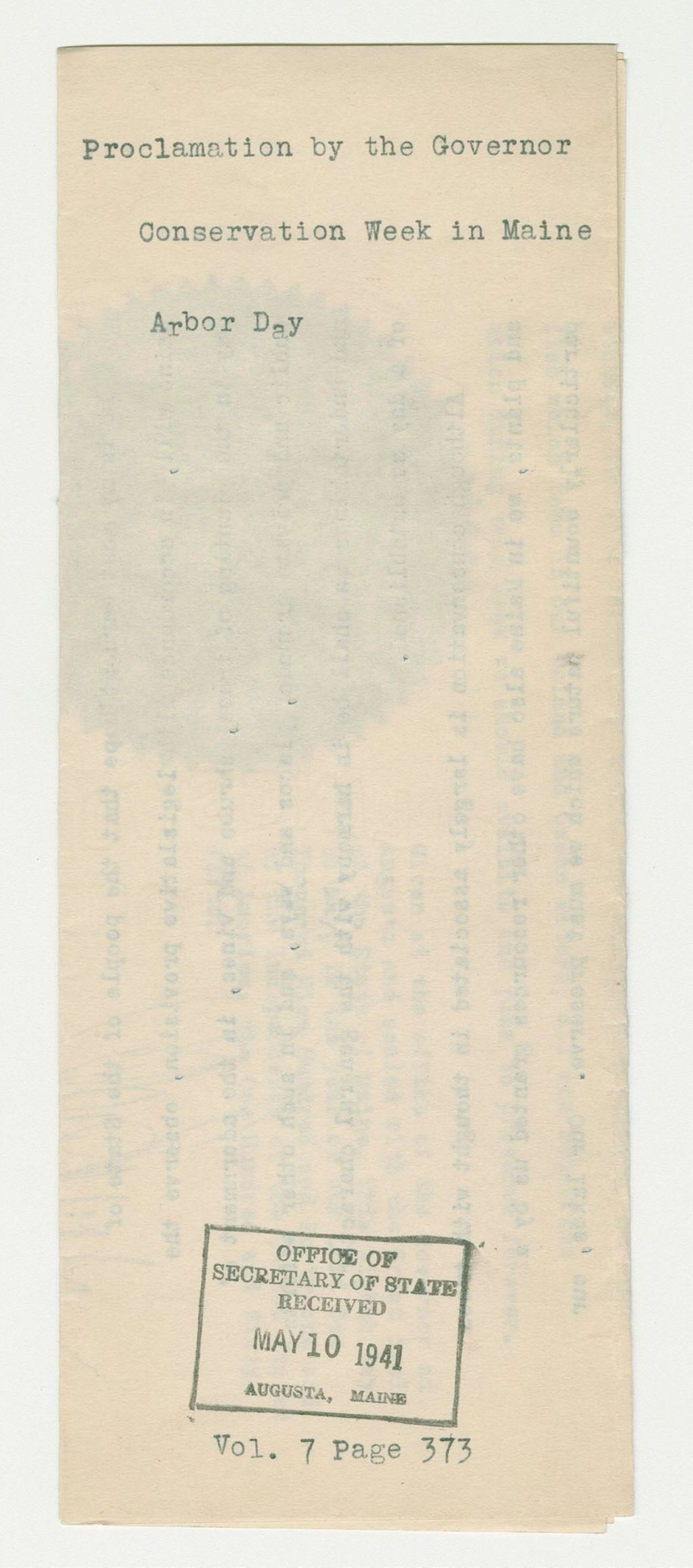 Miniature of Arbor Day Proclamation