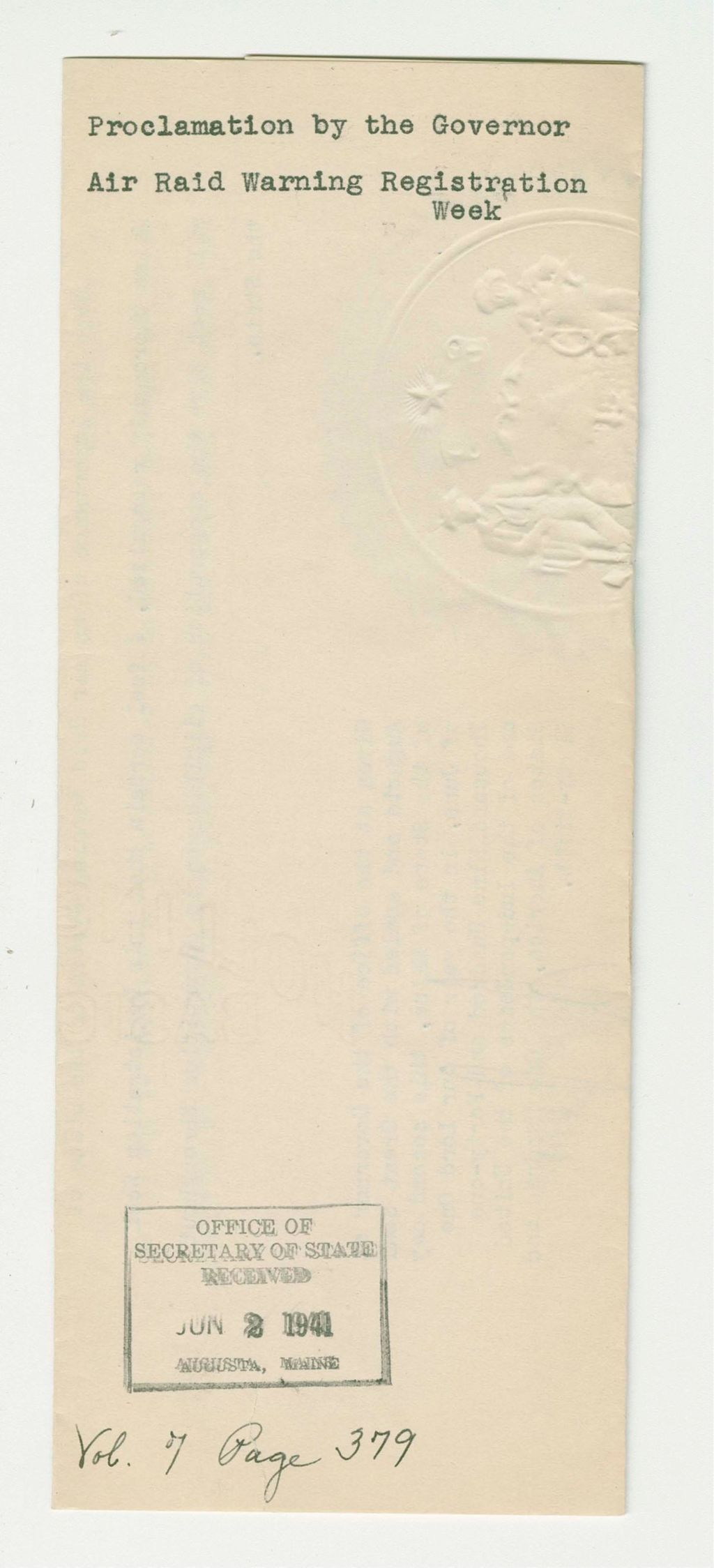 Miniature of Air Raid Warning Registration Week