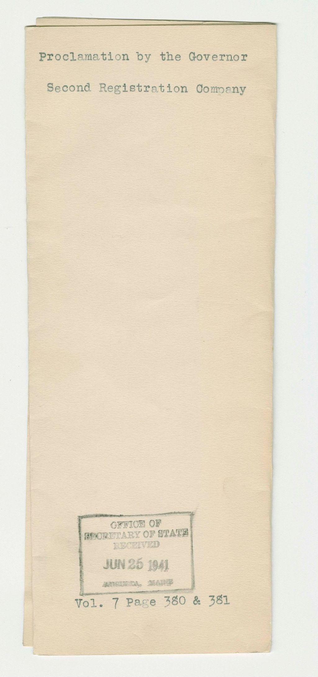 Miniature of Second Registration Company