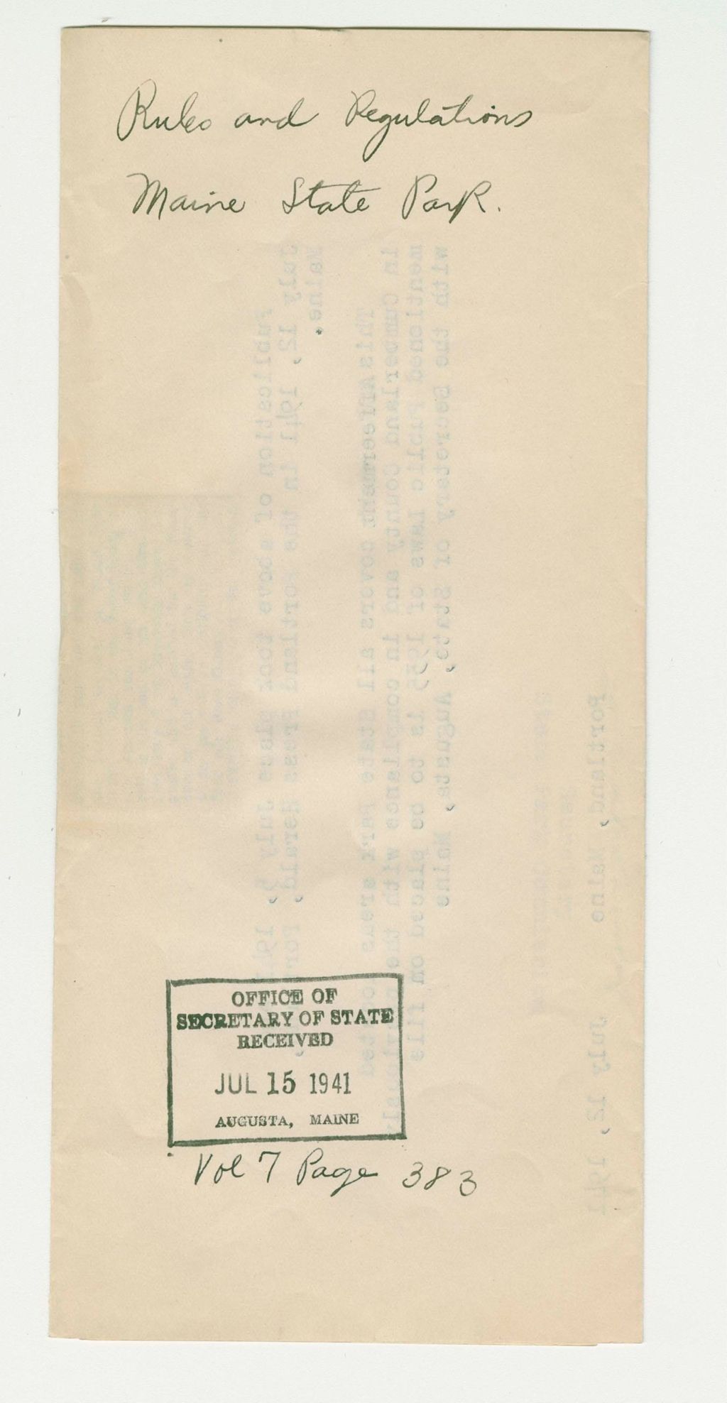 Miniature of Maine State Park Rules and Registration