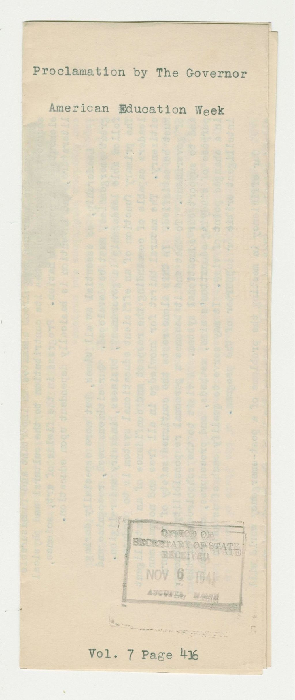 Miniature of American Education Week Proclamation