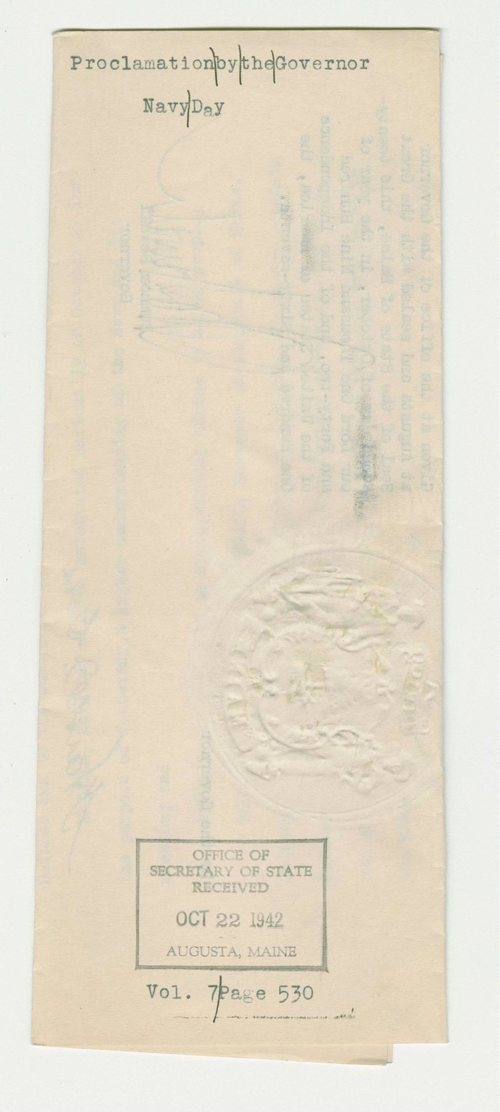 Miniature of Navy Day Proclamation