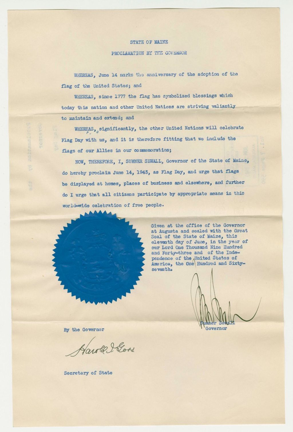 Miniature of Flag Day Proclamation