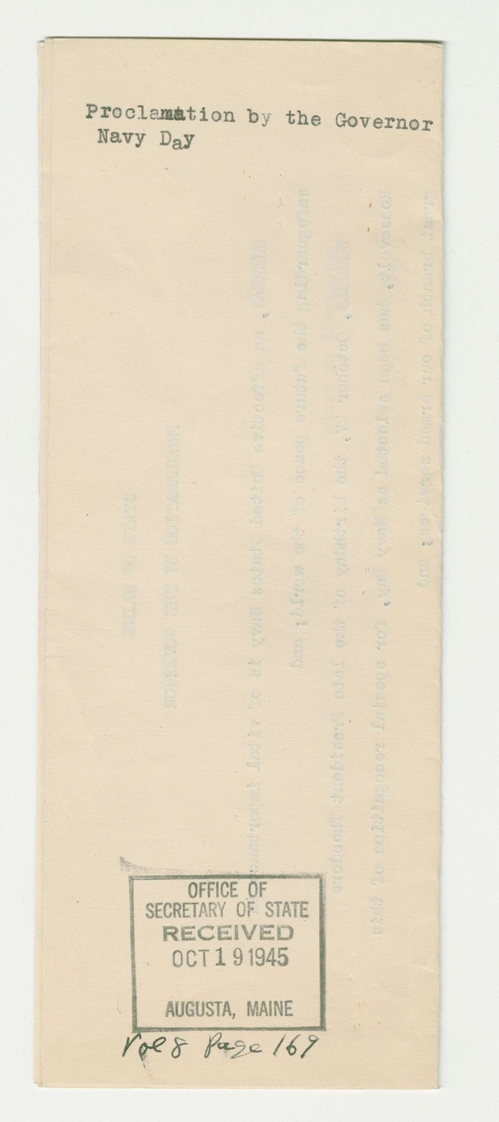 Miniature of Navy Day Proclamation
