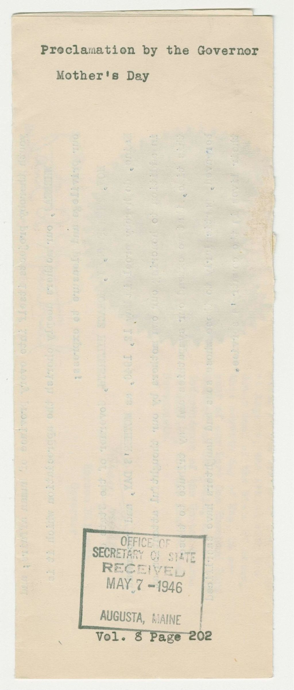 Miniature of Mother's Day Proclamation