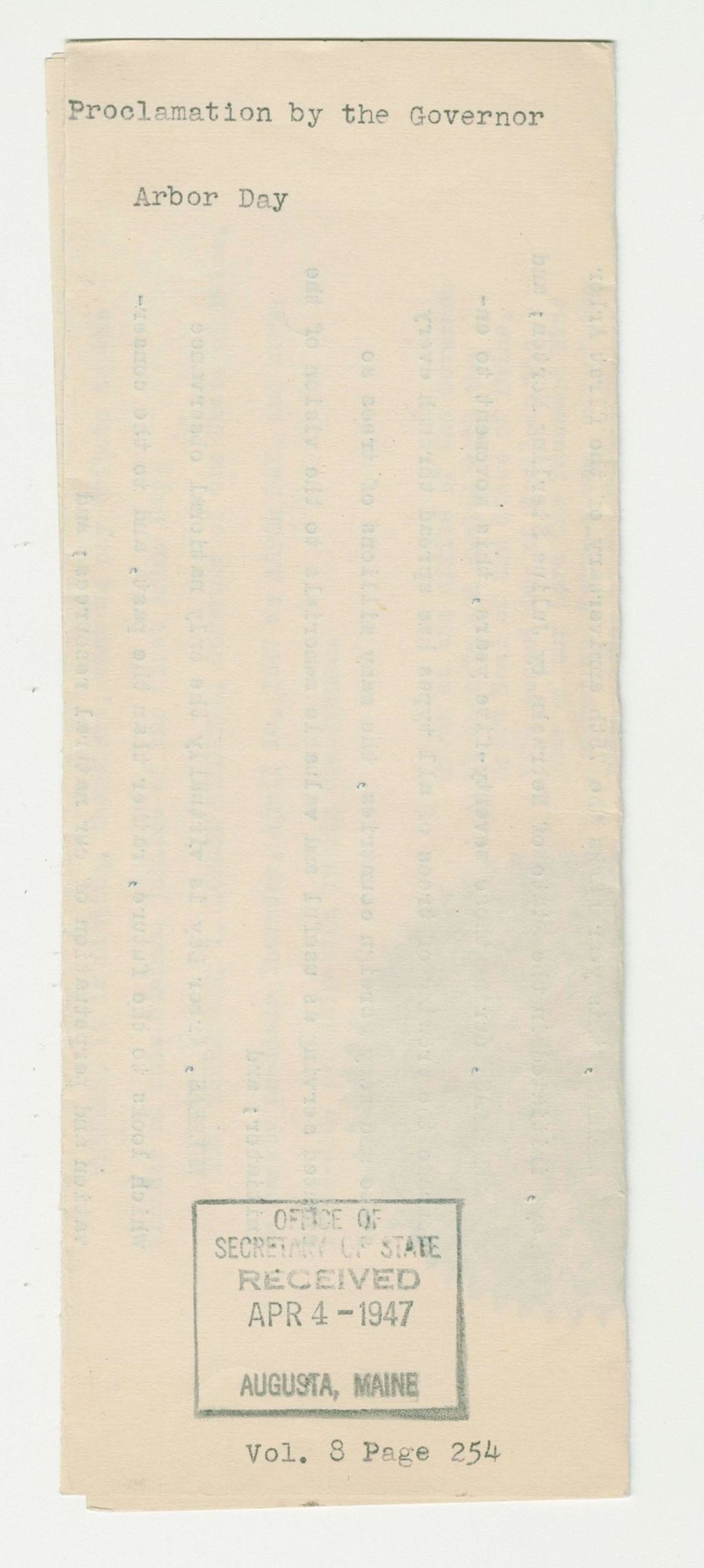 Miniature of Arbor Day Proclamation