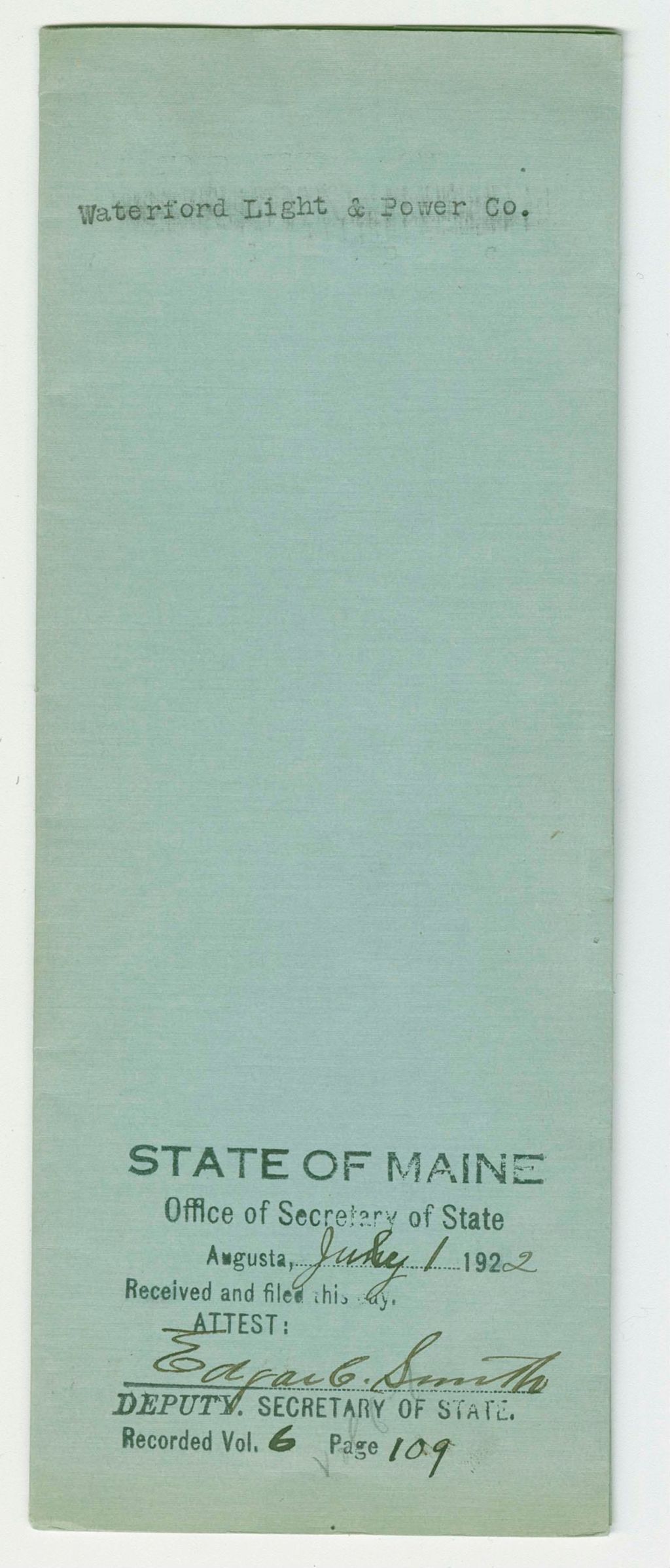 Miniature of Increase of Capital Stock of Waterford Light and Power Company