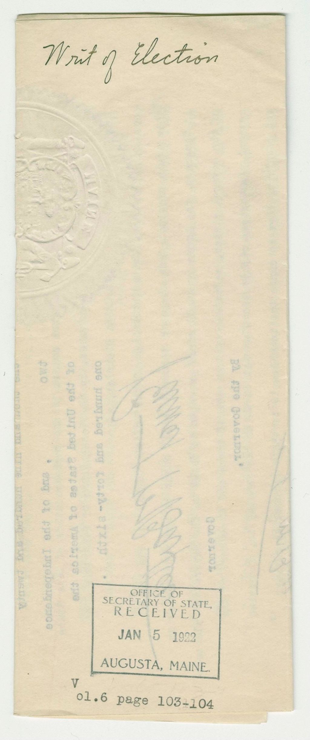 Miniature of Writ of Election