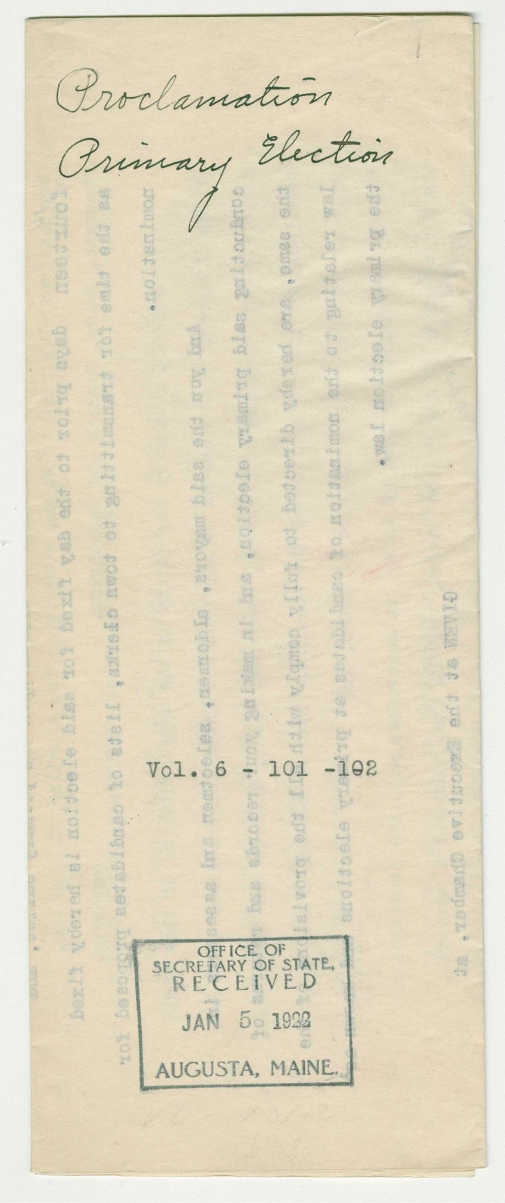 Miniature of Primary Election Proclamation