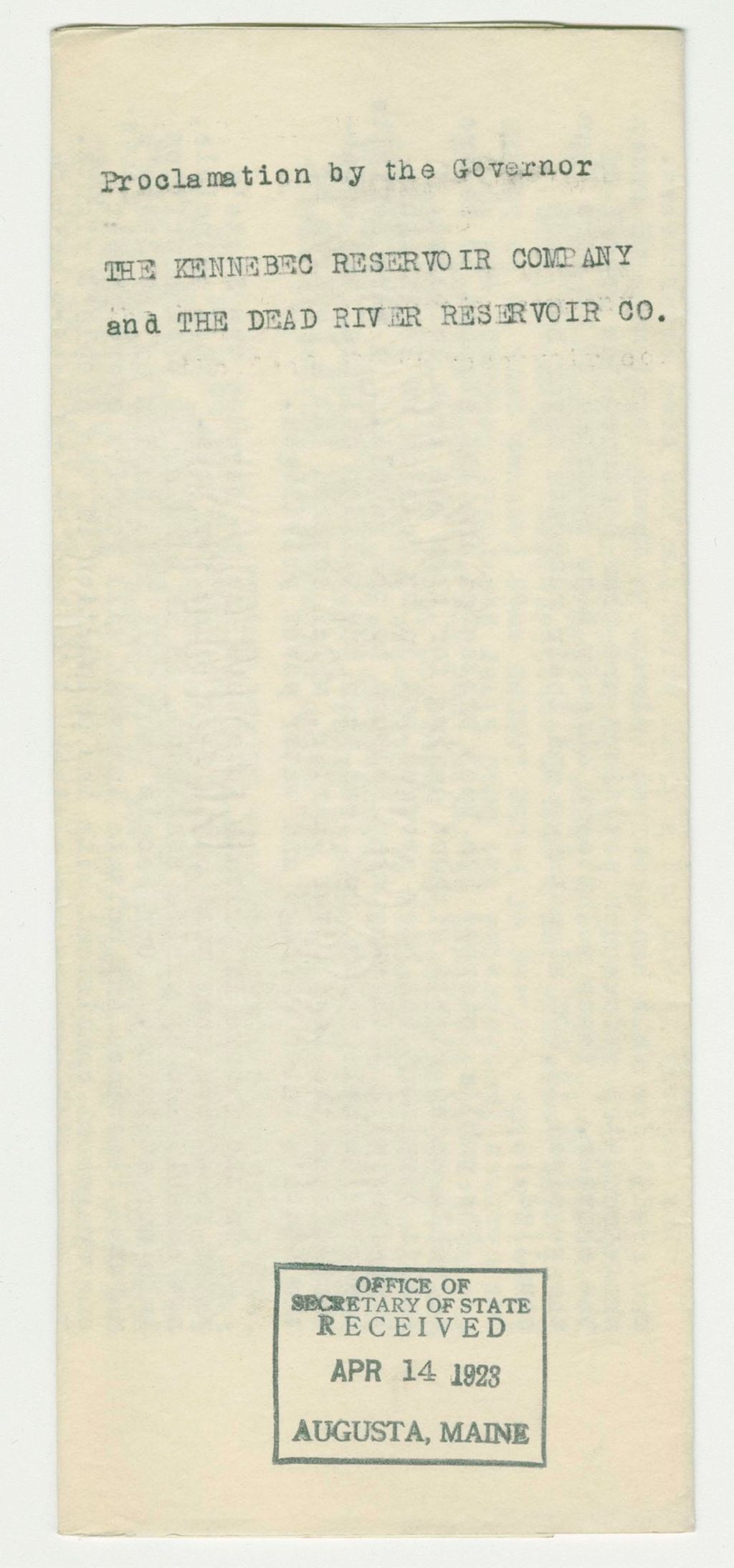 Miniature of Kennebec Reservoir Company and the Dead River Reservoir Company