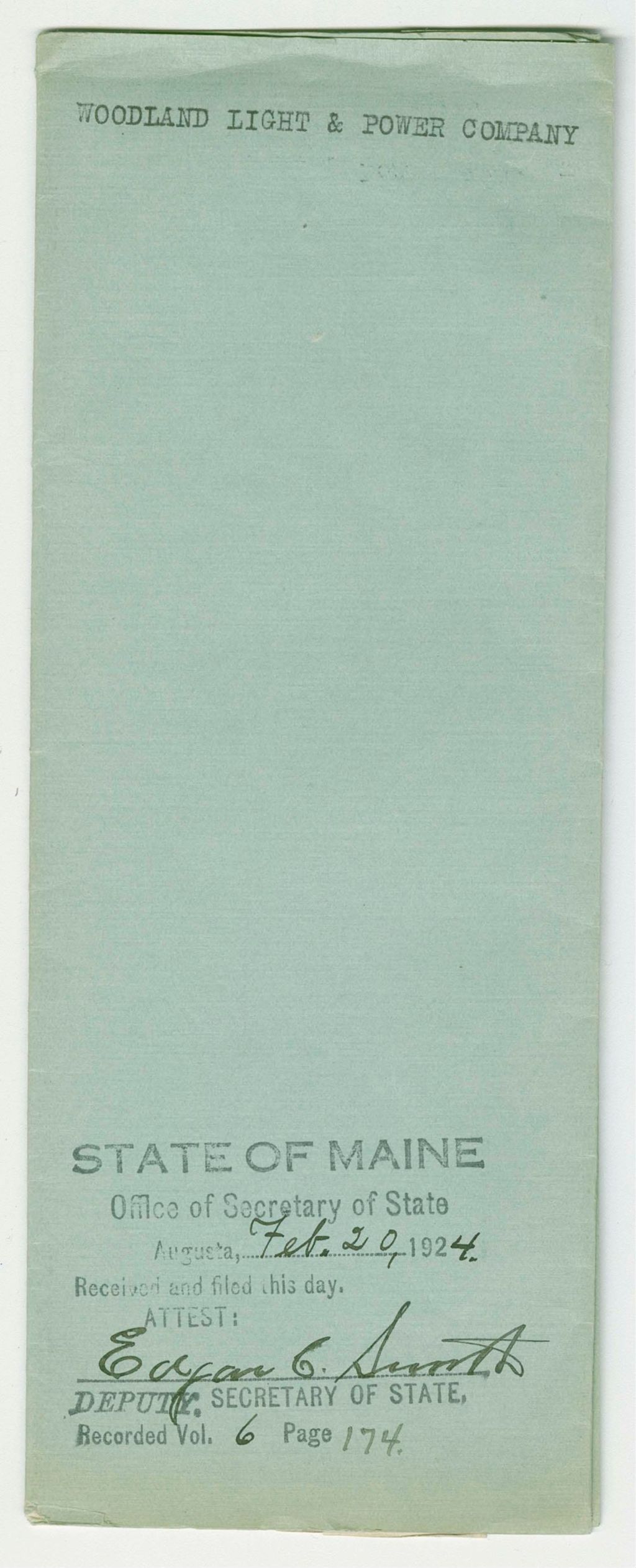 Miniature of Increase of Capital Stock of Woodland Light and Water Company