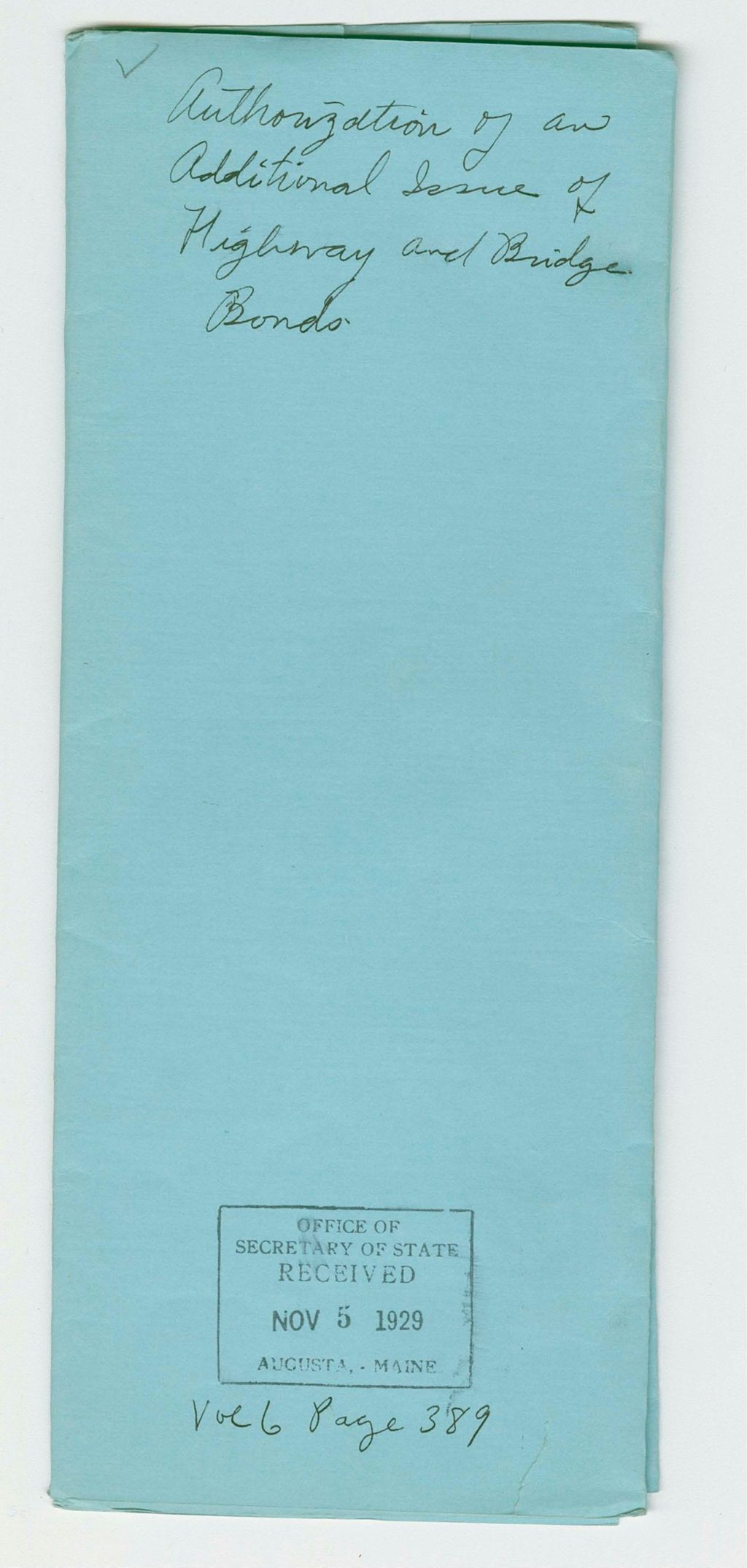 Miniature of Authorization of an Additional Issue of Highway and Bridge Bonds