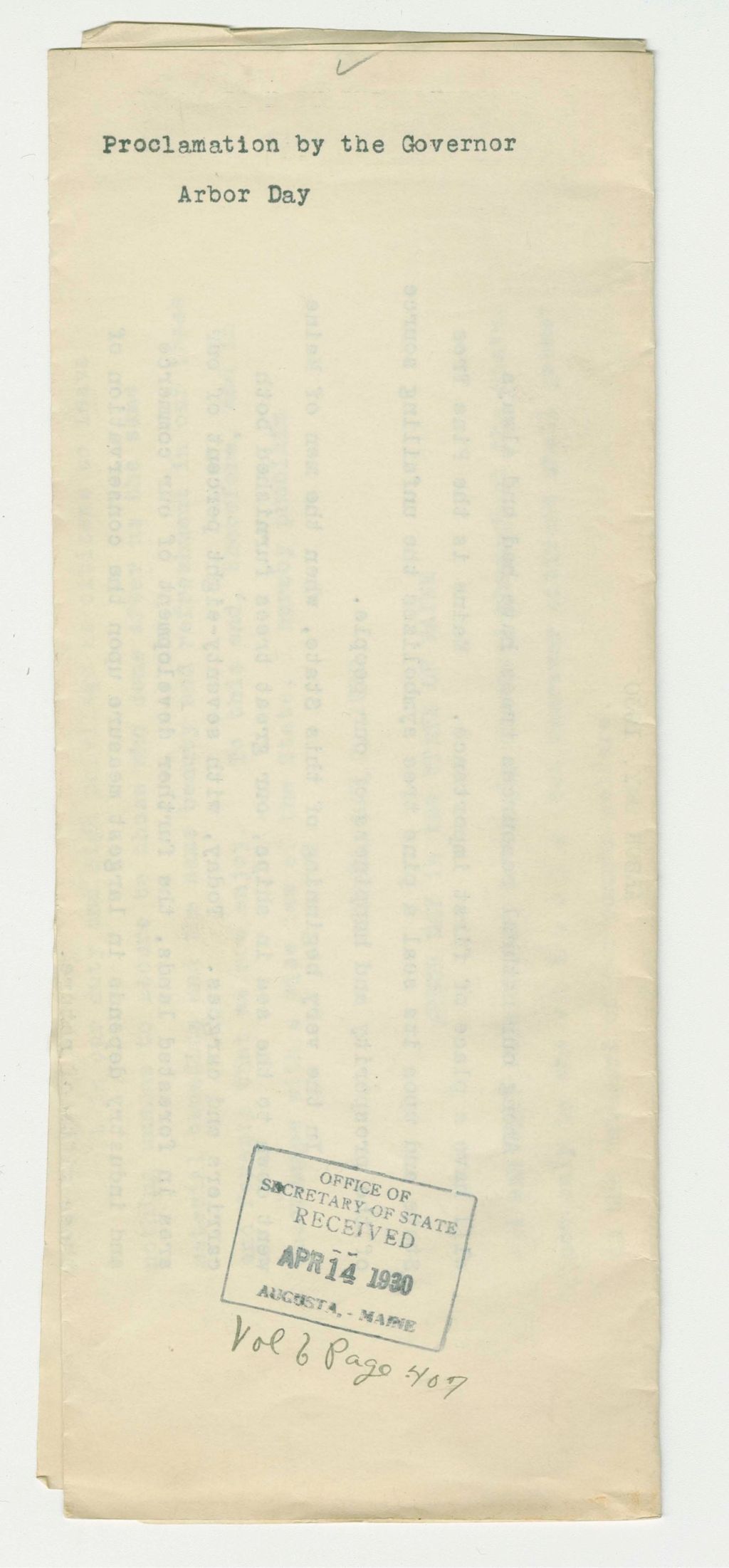 Miniature of Arbor Day Proclamation
