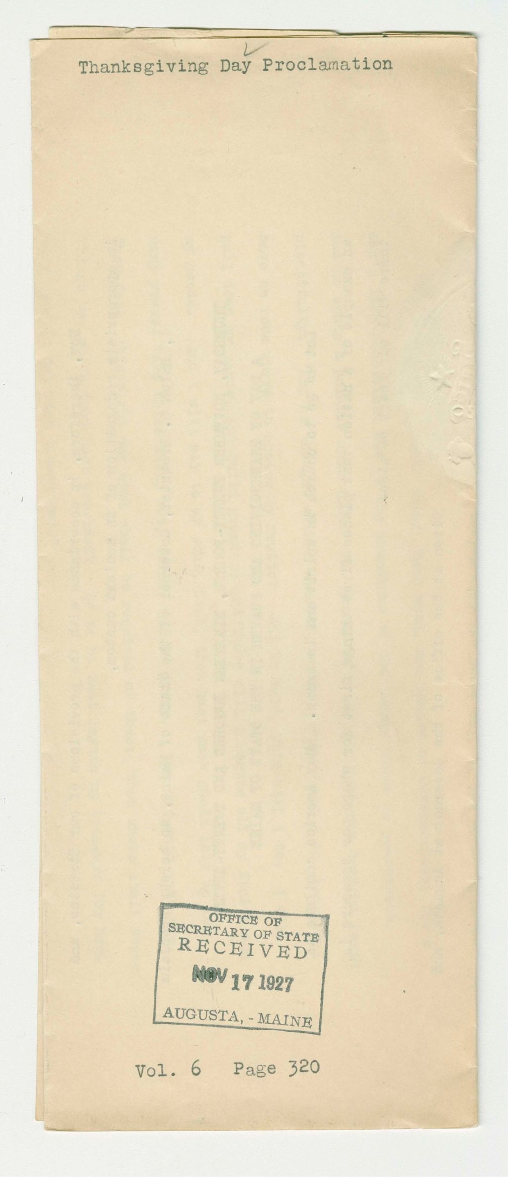 Miniature of Thanksgiving Day Proclamation