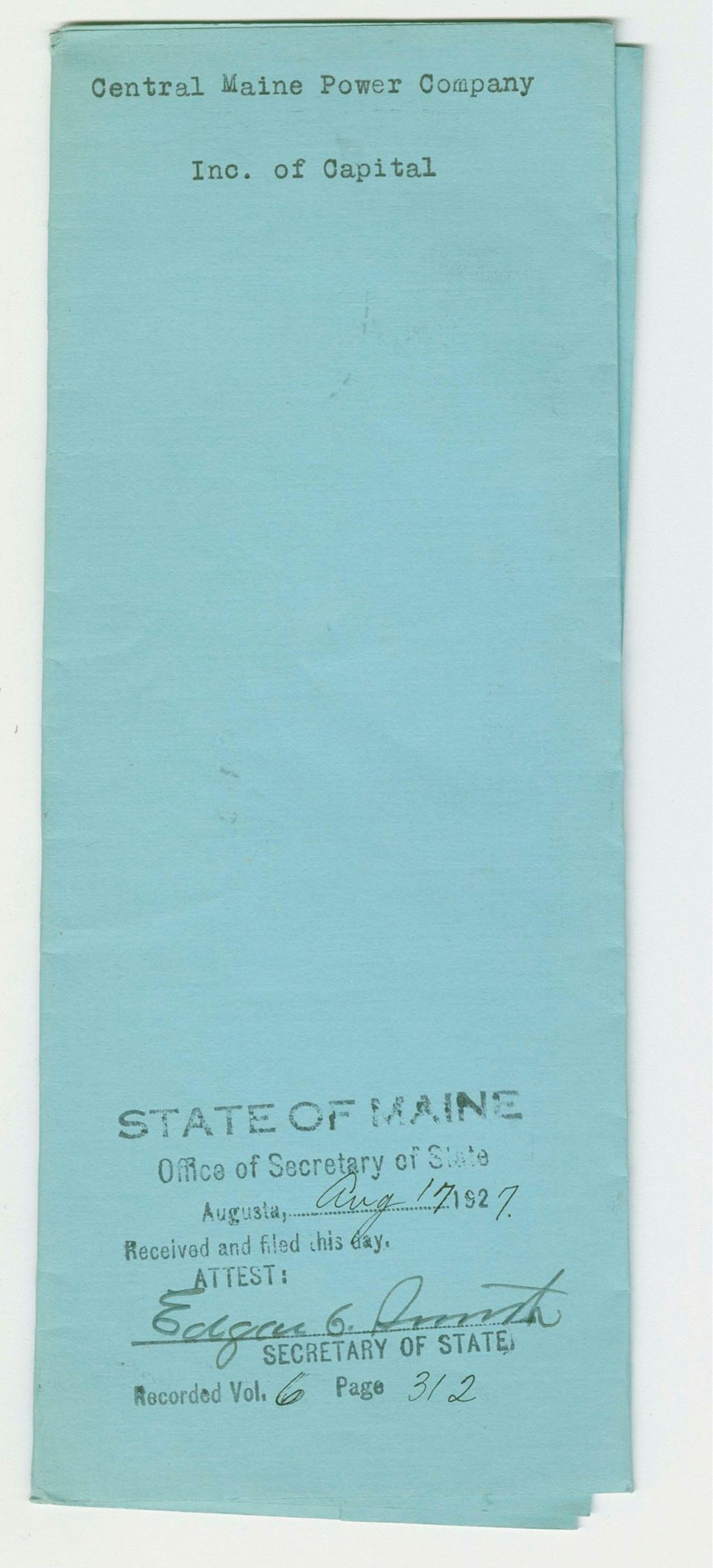Miniature of Increase of Capital Stock of Central Maine Power Company