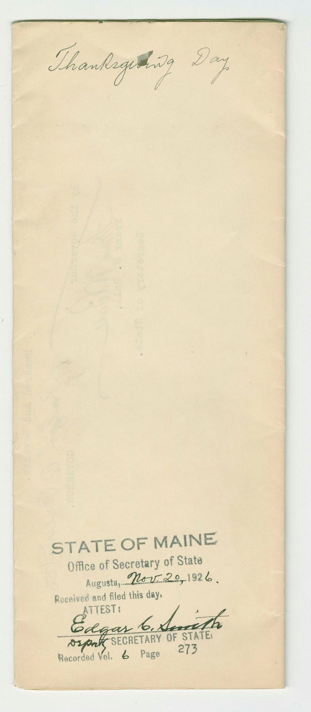 Miniature of Thanksgiving Day Proclamation